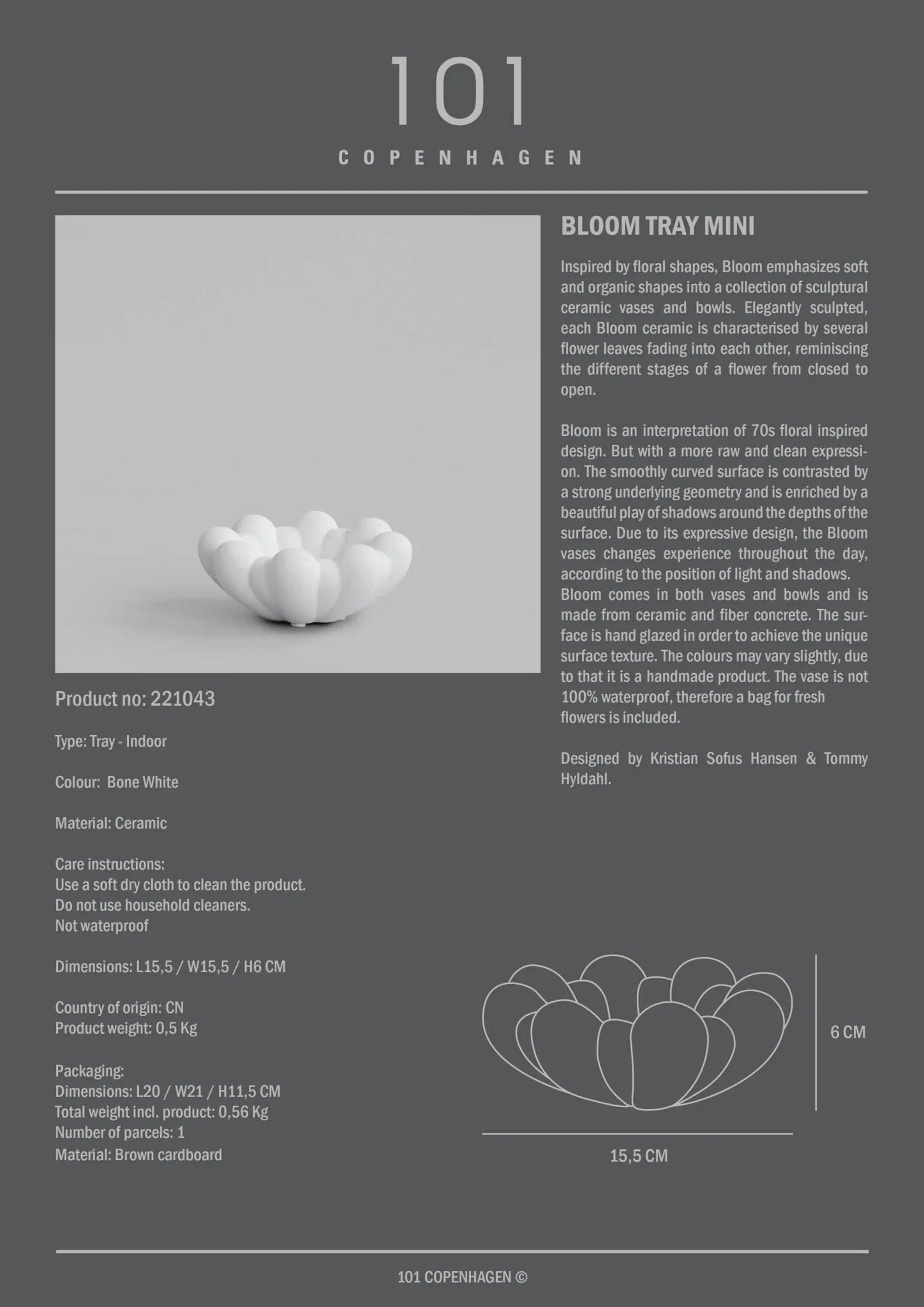 101 COPENHAGEN Διακοσμητική Πιατέλα Διακοσμητικό Mπολ Bloom Μίνι Άσπρο Κεραμικό 15,5x6cm 101 COPENHAGEN