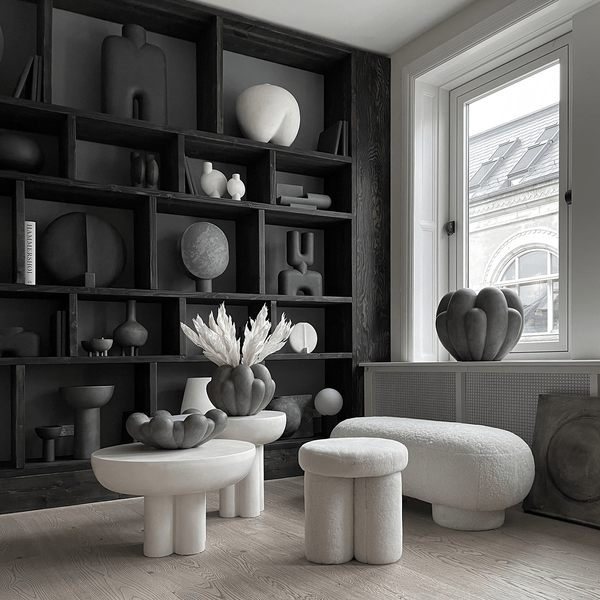 101 COPENHAGEN Coffee Table Tραπέζι Crown Table T Low Λευκό, Fiber Concrete 41x65x65cm 101 COPENHAGEN