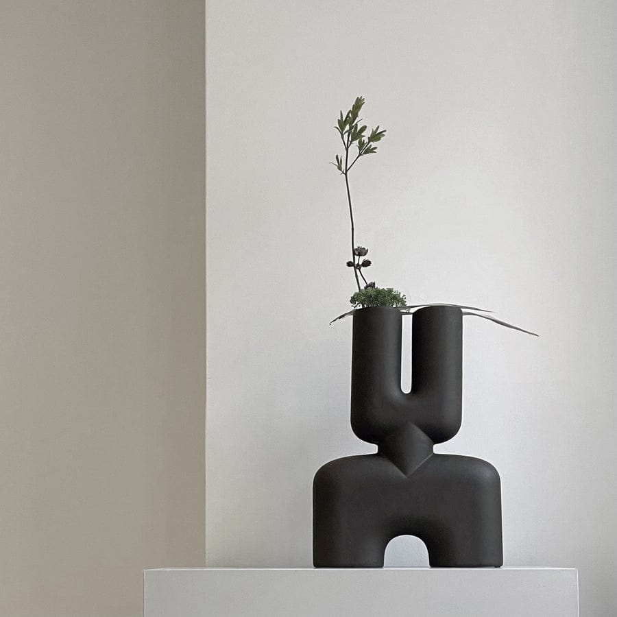 101 COPENHAGEN Βάζο Βάζο, Cobra Double Medio, Κεραμικό, Καφέ/Μαύρο, 47x10x34cm, 101 COPENHAGEN