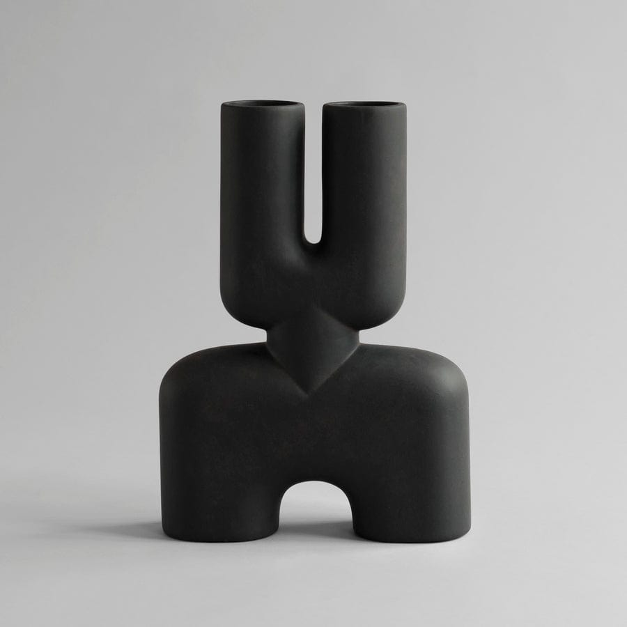 101 COPENHAGEN Βάζο Βάζο, Cobra Double Medio, Κεραμικό, Καφέ/Μαύρο, 47x10x34cm, 101 COPENHAGEN