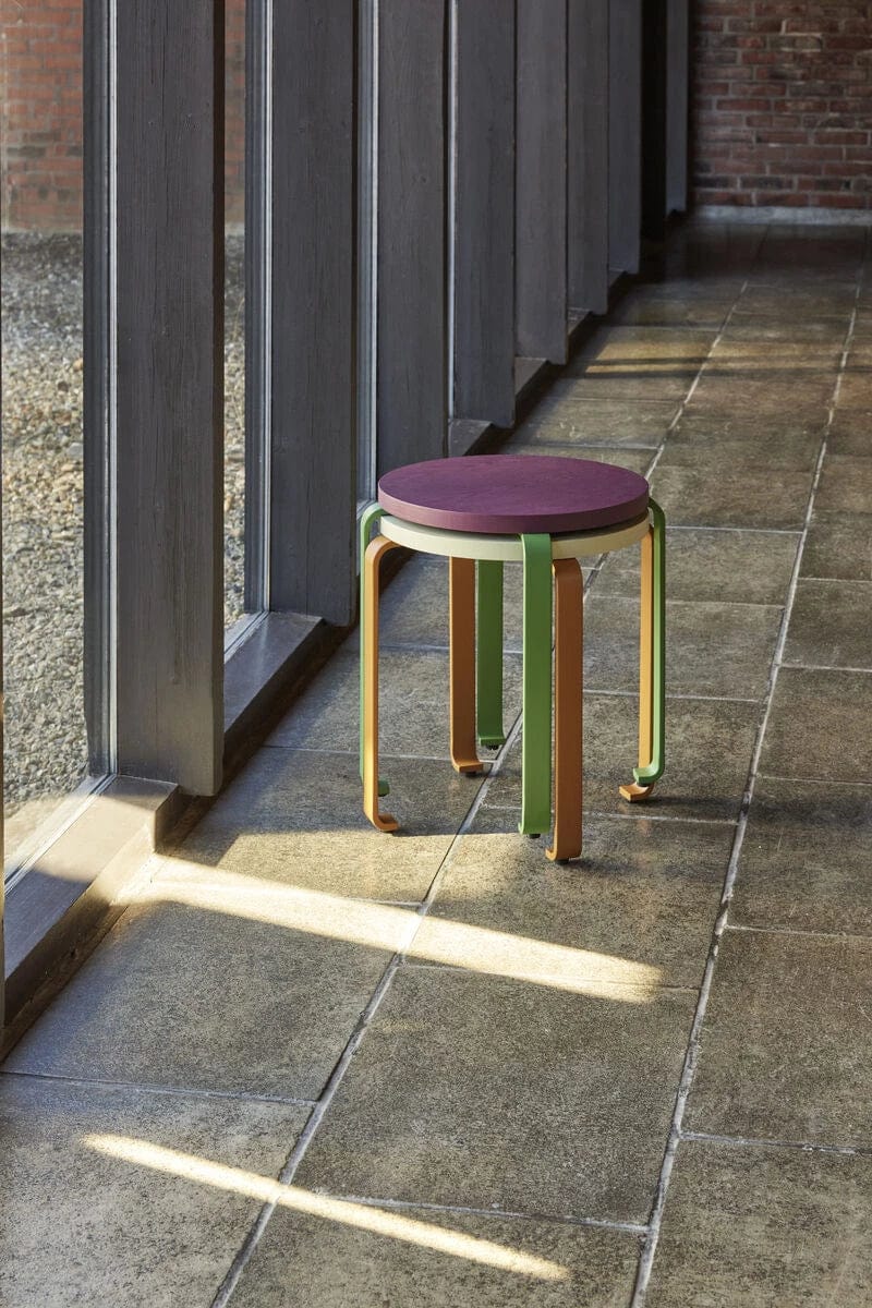 HUBSCH Σκαμπό Smile Βοηθητικό Τραπέζι/Σκαμπό Ξύλινο Μελιτζανί/Πράσινο 46øxh46,5cm HUBSCH