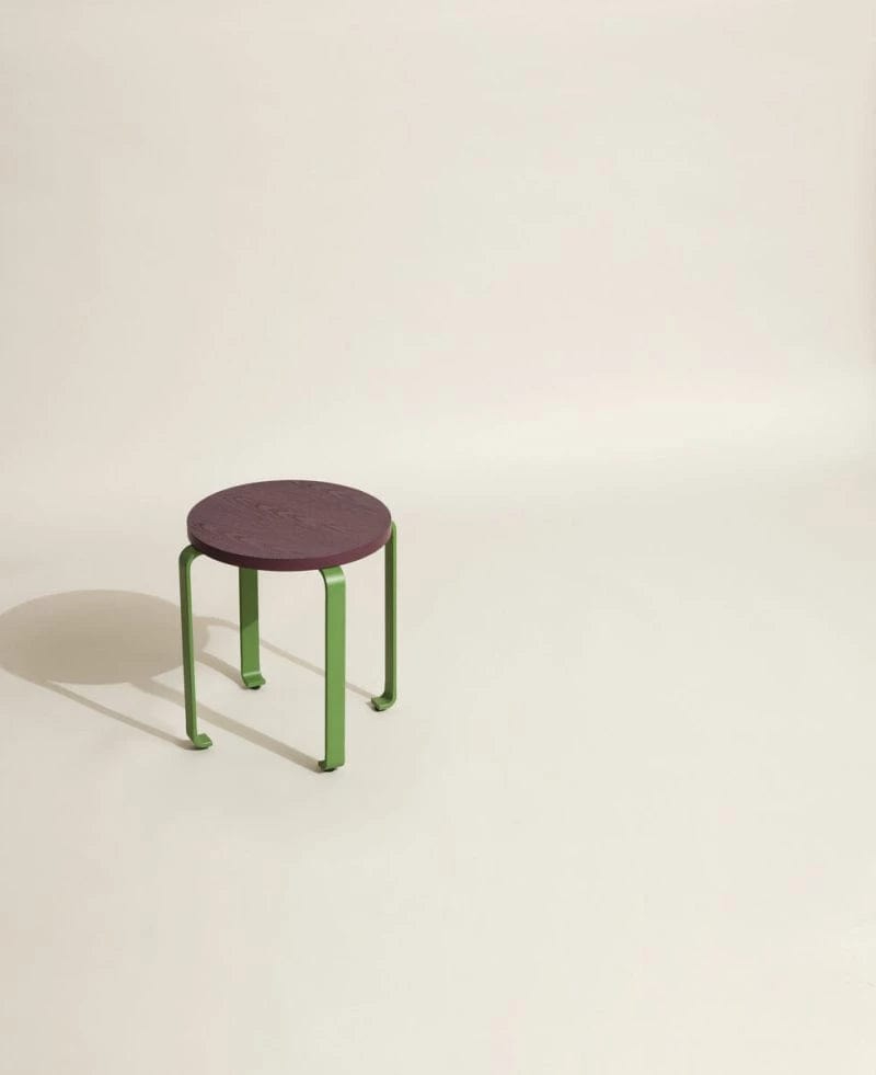 HUBSCH Σκαμπό Smile Βοηθητικό Τραπέζι/Σκαμπό Ξύλινο Μελιτζανί/Πράσινο 46øxh46,5cm HUBSCH