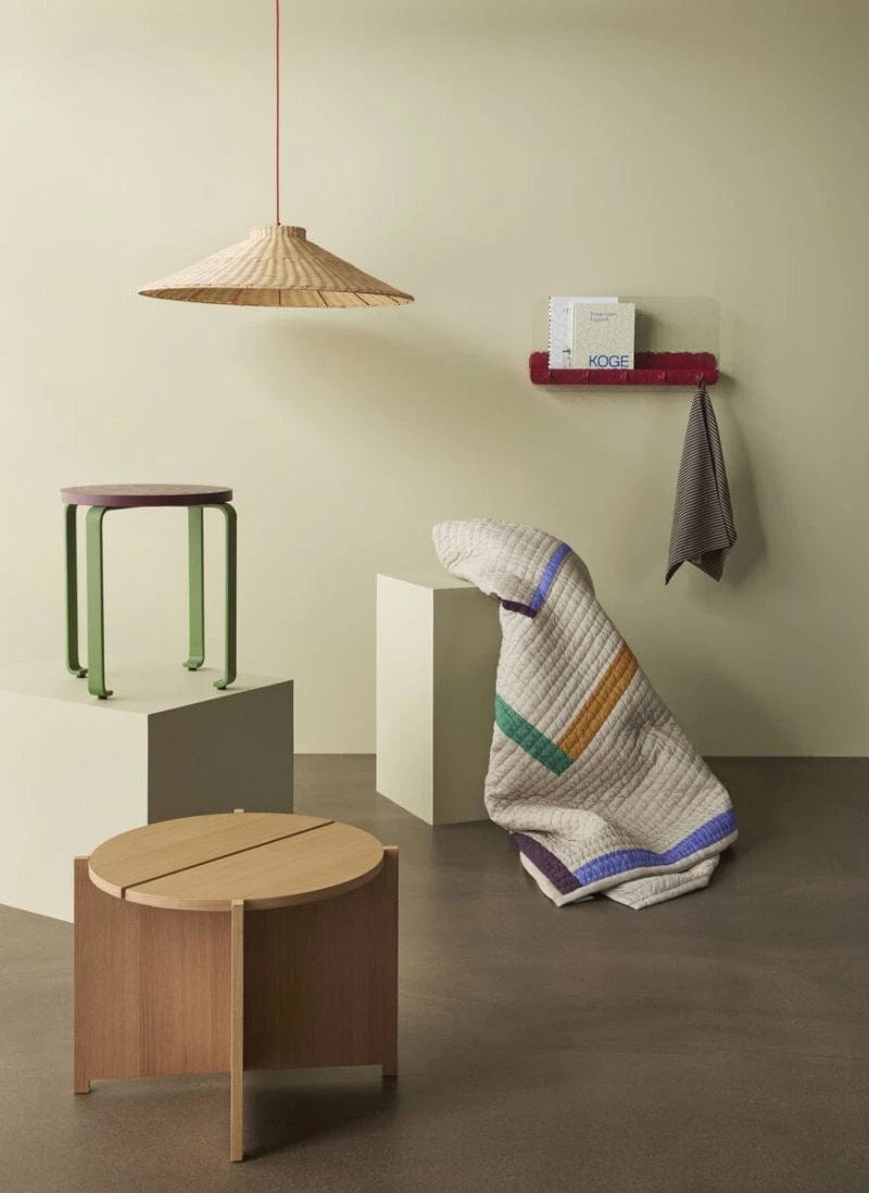 HUBSCH Σκαμπό Smile Βοηθητικό Τραπέζι/Σκαμπό Ξύλινο Μελιτζανί/Πράσινο 46øxh46,5cm HUBSCH