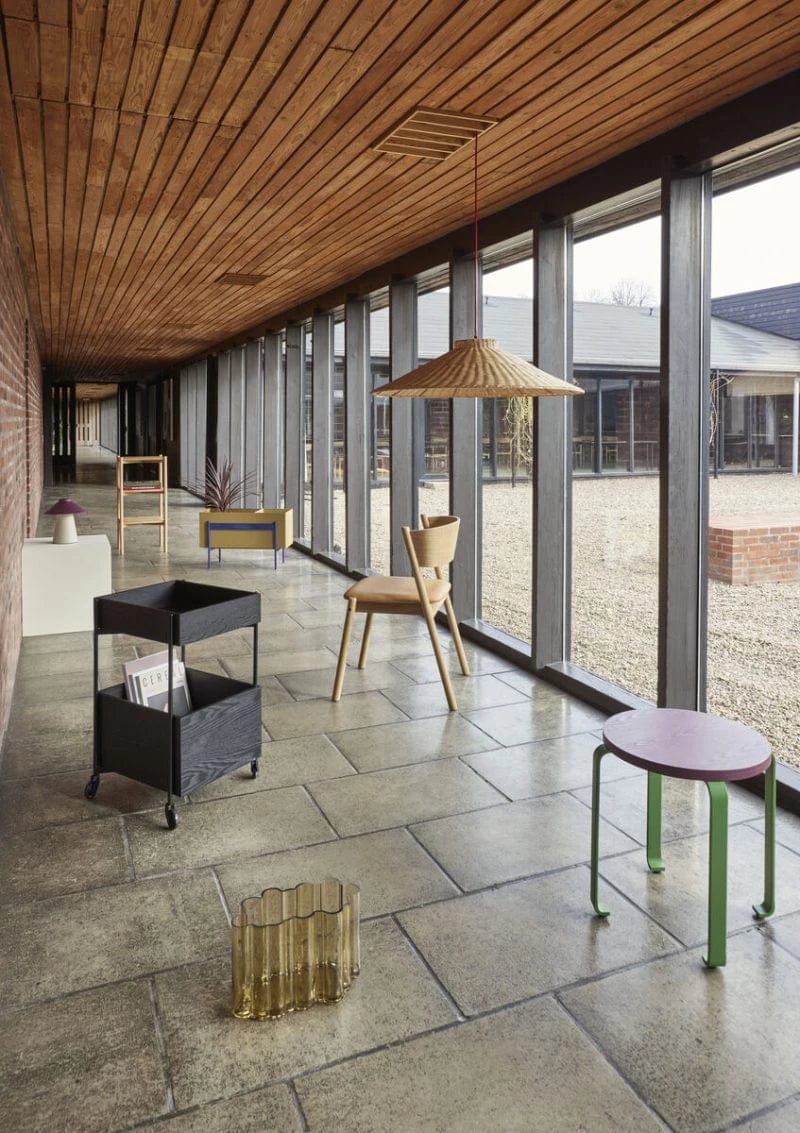 HUBSCH Σκαμπό Smile Βοηθητικό Τραπέζι/Σκαμπό Ξύλινο Μελιτζανί/Πράσινο 46øxh46,5cm HUBSCH