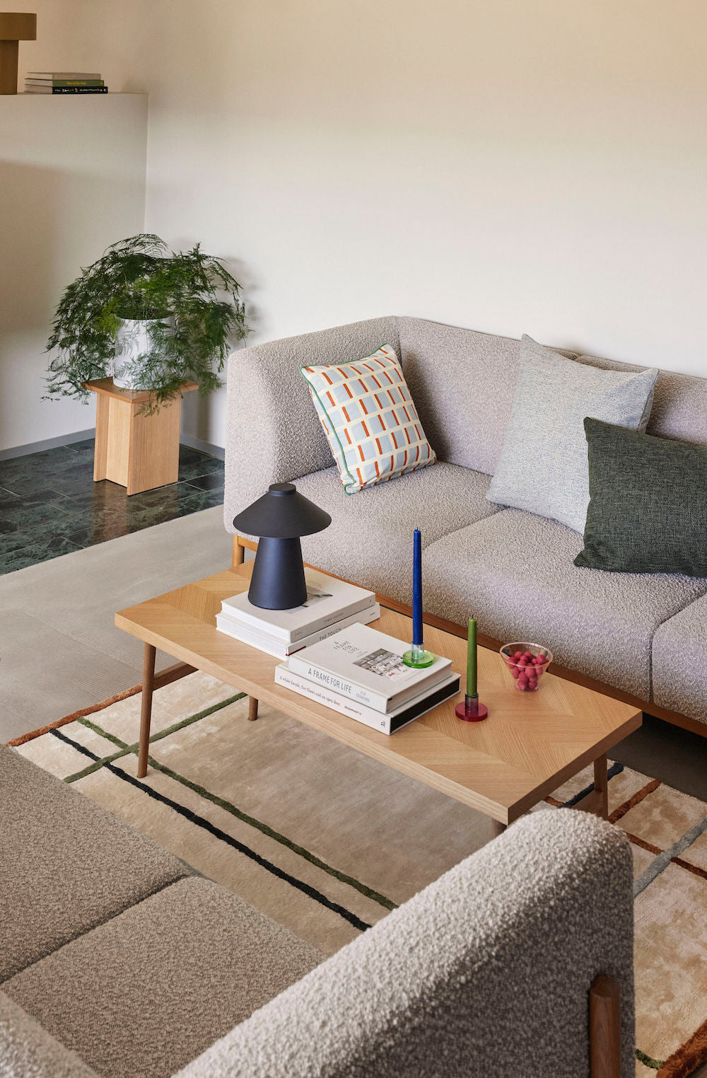 HUBSCH Καναπές Καναπές 3 Θέσεων Moment Small Γκρι, Natural Oak Wood/Polyester 257x89xh80 cm Hübsch