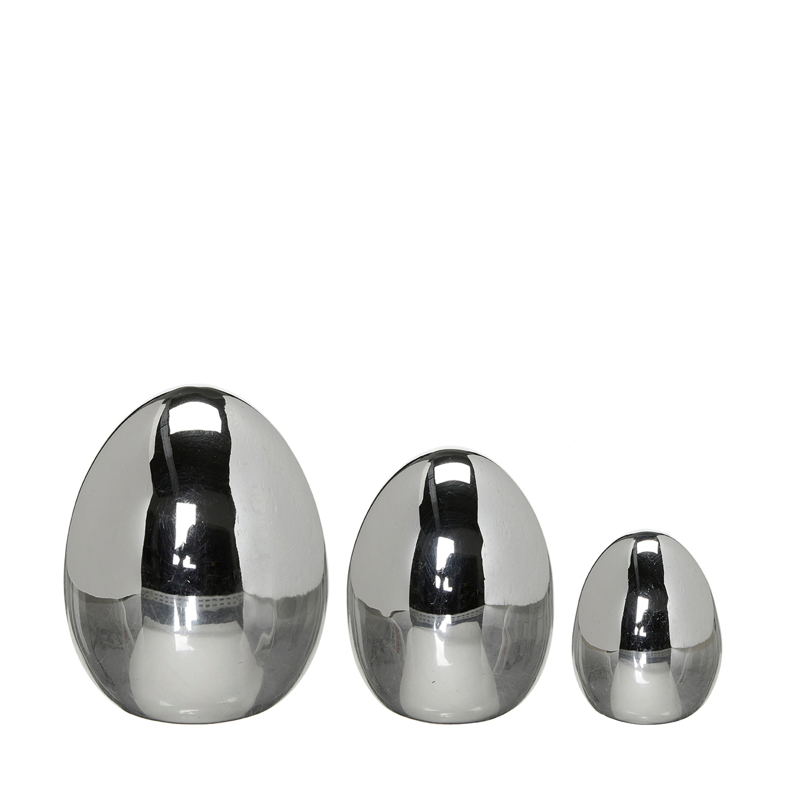 Διακοσμητικά Πασχαλινά Αυγά Tessa - Δολομίτης Ασημί Σετ Των 3 τμχ 7 x 9 6 x 8 4 x 6 cm HintsDeco
