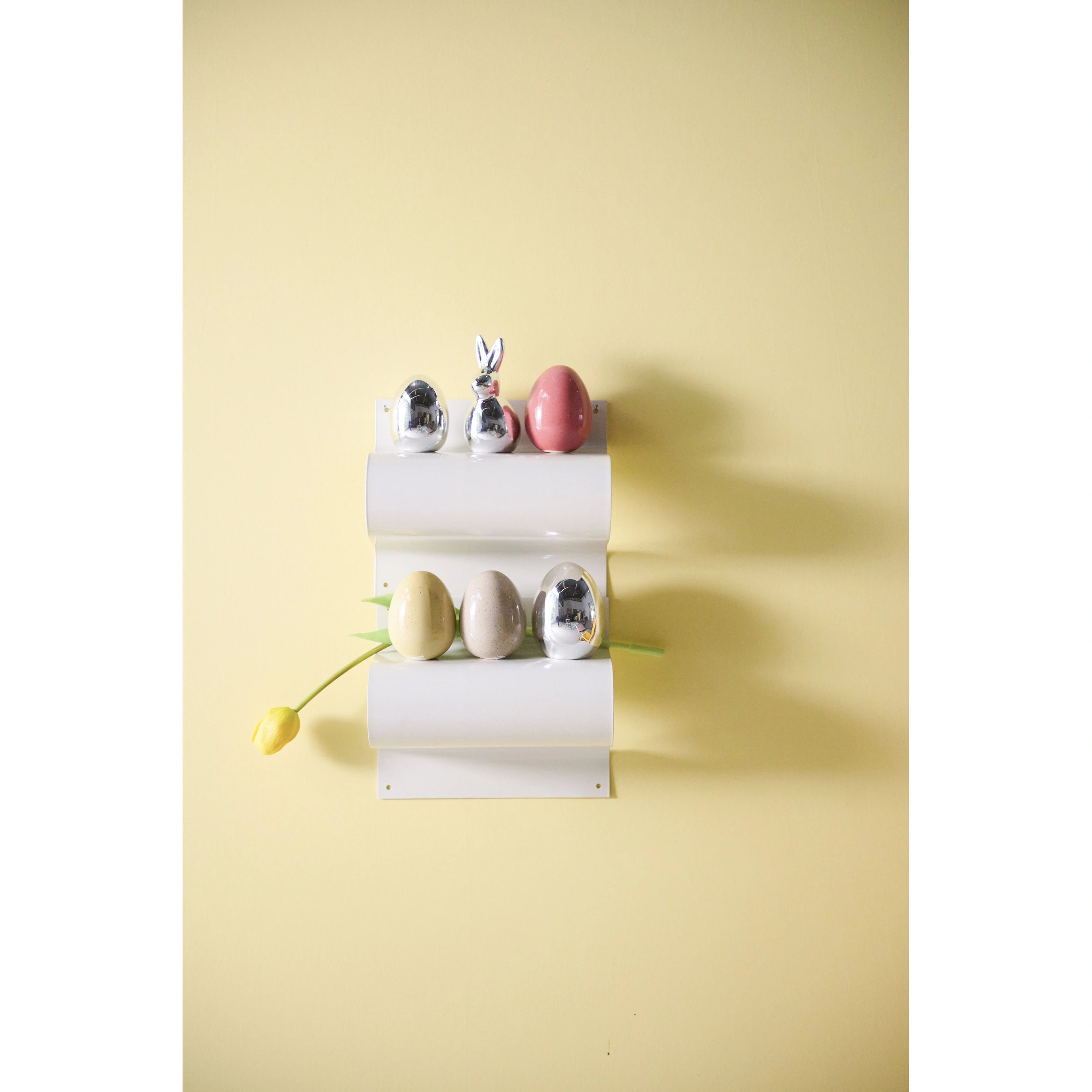 Διακοσμητικά Πασχαλινά Αυγά Tessa - Δολομίτης Ασημί Σετ Των 3 τμχ 7 x 9 6 x 8 4 x 6 cm HintsDeco
