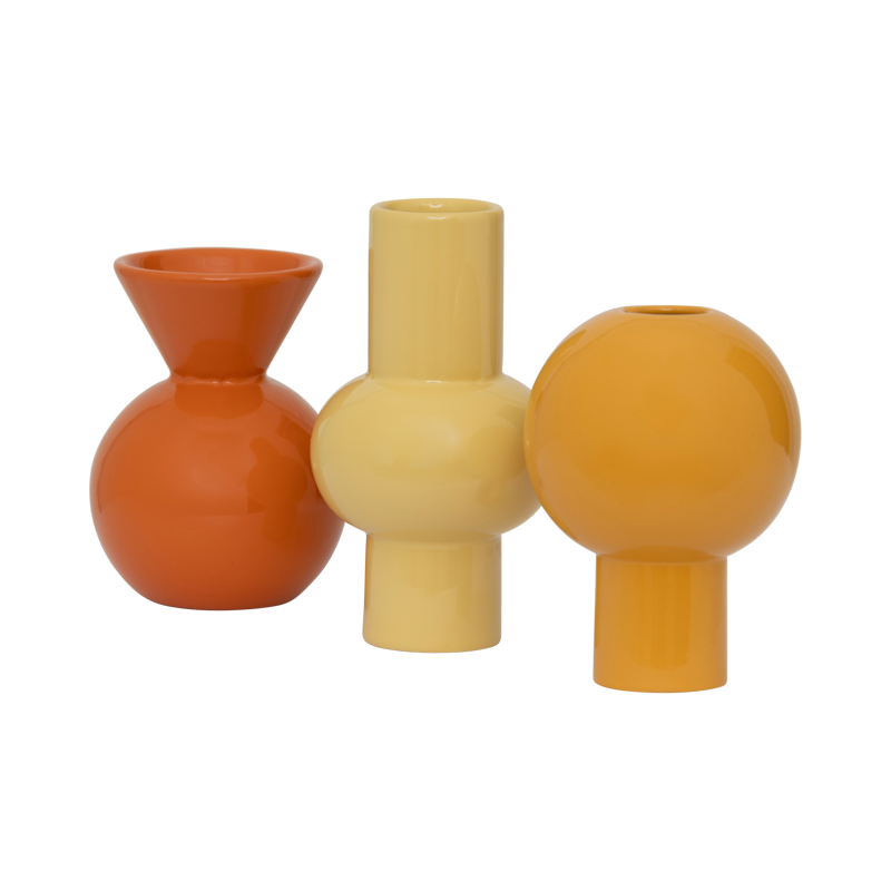 Mini Βάζα Lilian, Set Of 3 Ø 5.5 x 10 cm Κεραμικά Πορτοκαλί/ Κίτρινο/ Κεχριμπάρι Urban Nature Culture Amsterdam