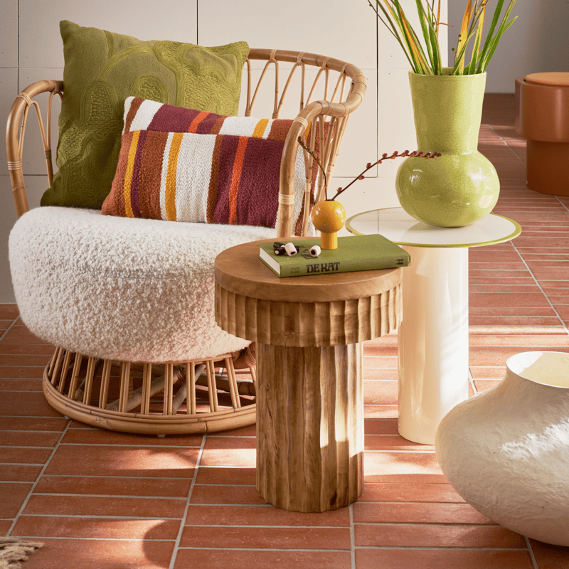 Τραπέζι Side Table Tiro Almond Milk/ Πράσινο Μεταλλικό Ø36xH42,5cm Urban Nature Culture Amsterdam