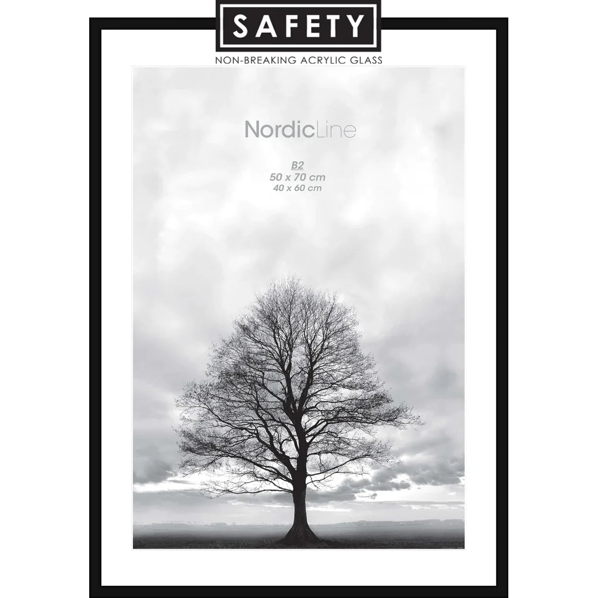 INCADO Κορνίζα Copy of Κορνίζα Nordic Line Slim  Modern Safety PLΜαύρο Ξύλο Ακ. Γυαλί 30x40 cm INCADO