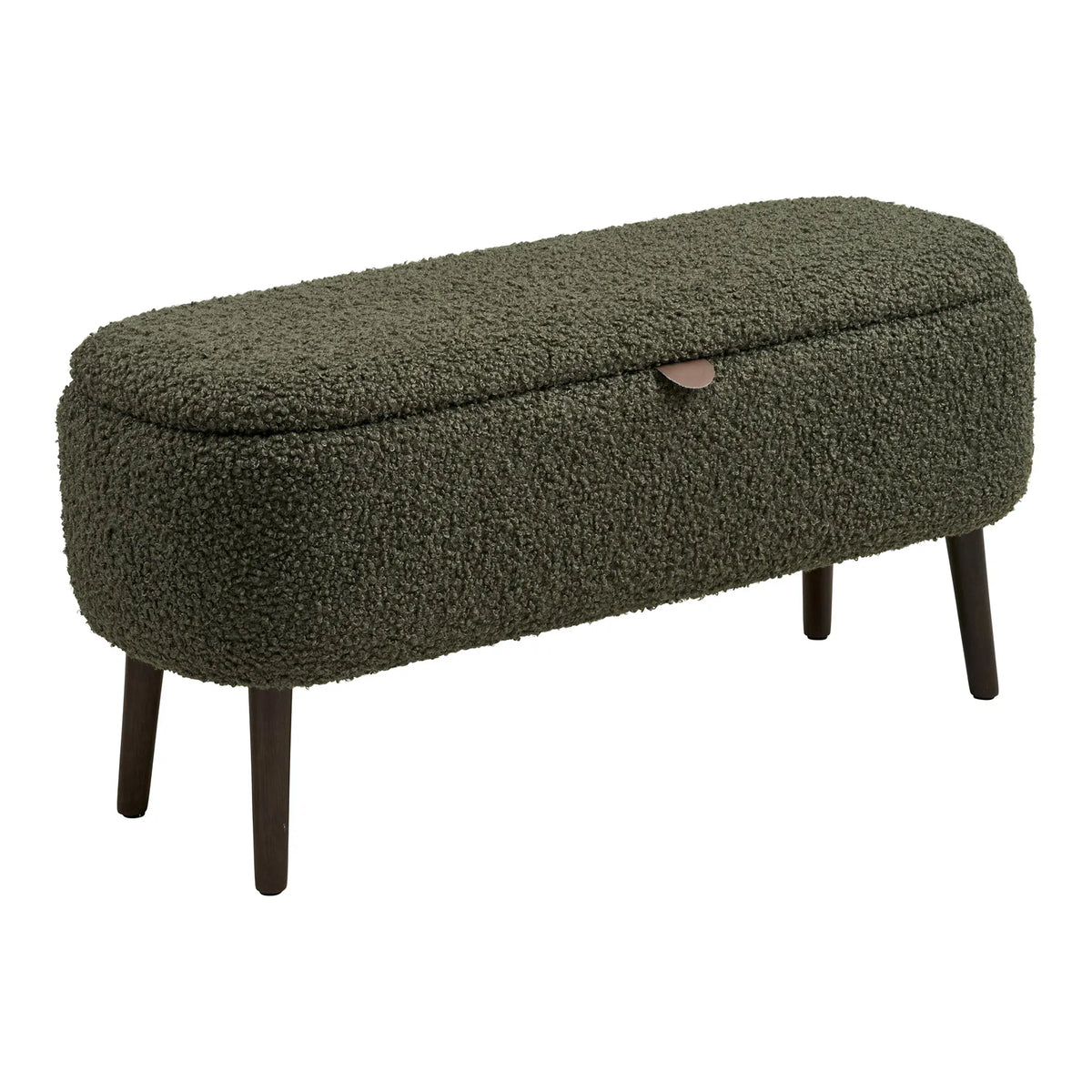 Πάγκος Με Αποθηκευτικό Χώρο Harlow - Πολυεστέρας Ύφασμα Teddy Σκούρο Πράσινο W95 x L37 x H45 cm HOUSE NORDIC