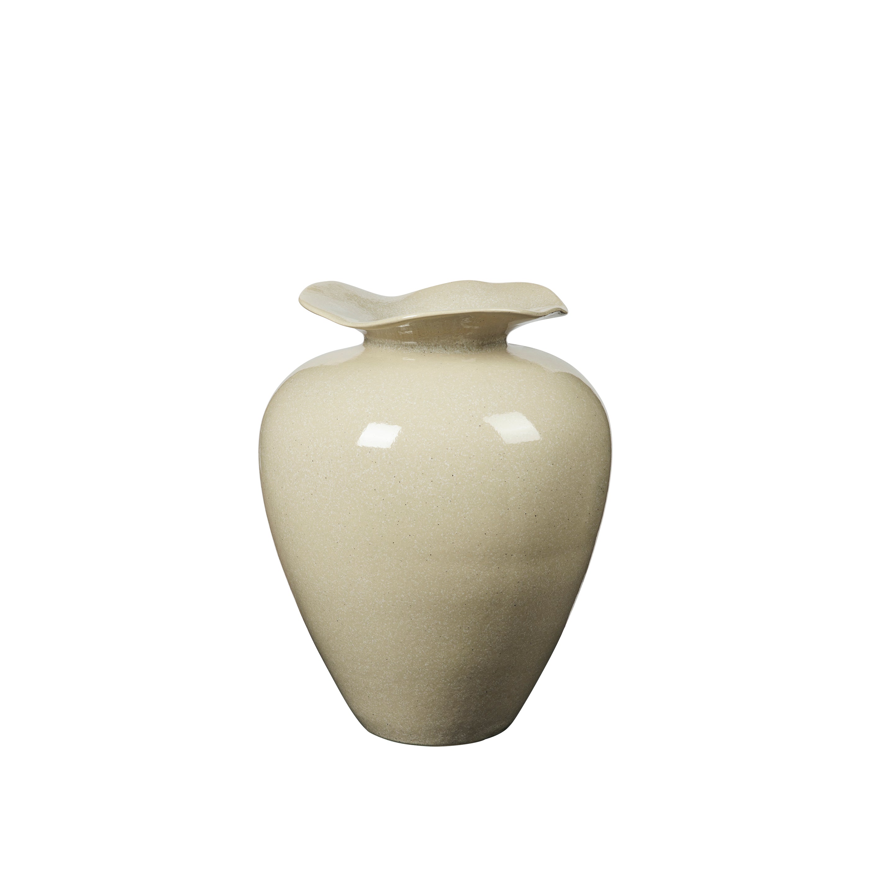 Βάζο Florentina L Glossy Glazed Μπεζ Kεραμικό, Ø33 x H44 cm BROSTE COPENHAGEN