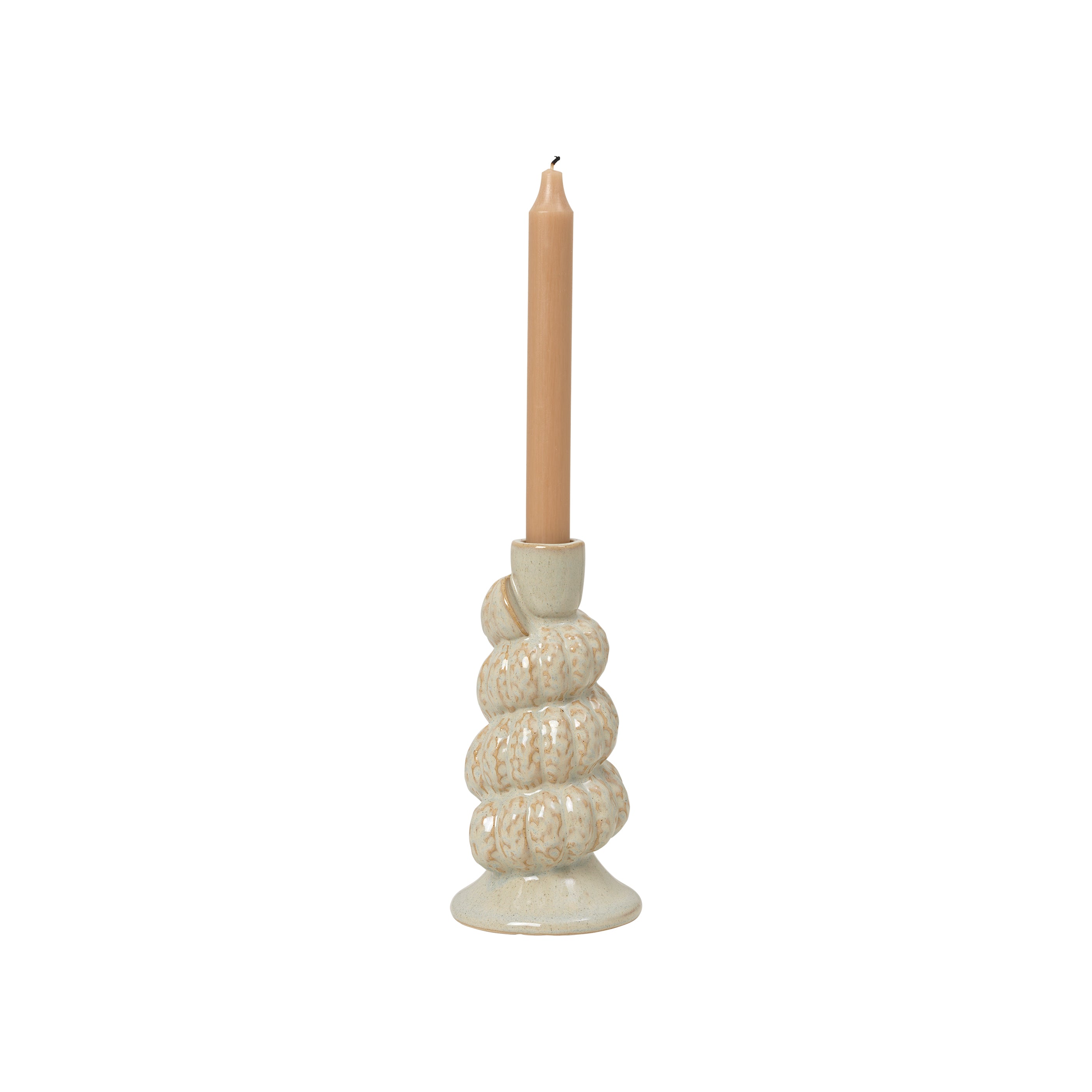 Κηροπήγιο Shelly Off White Reactive Glazed Κεραμικό Ø9 x H18 cm Broste Copenhagen