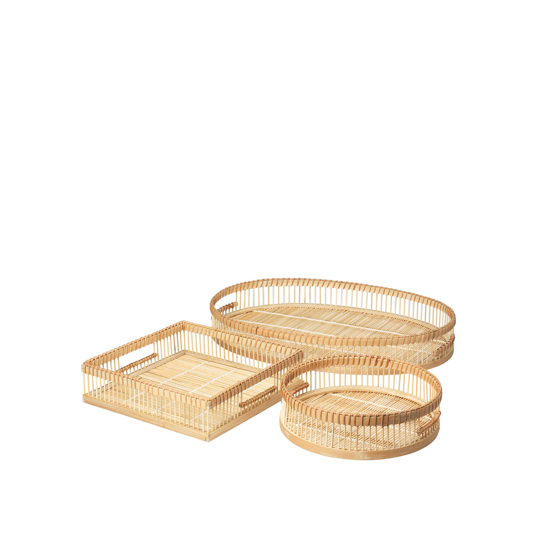 Δίσκοι - Καλάθια Σετ 3τμχ Taro Φυσικό Rattan W34 x L50 x H7 cm Broste Copenhagen