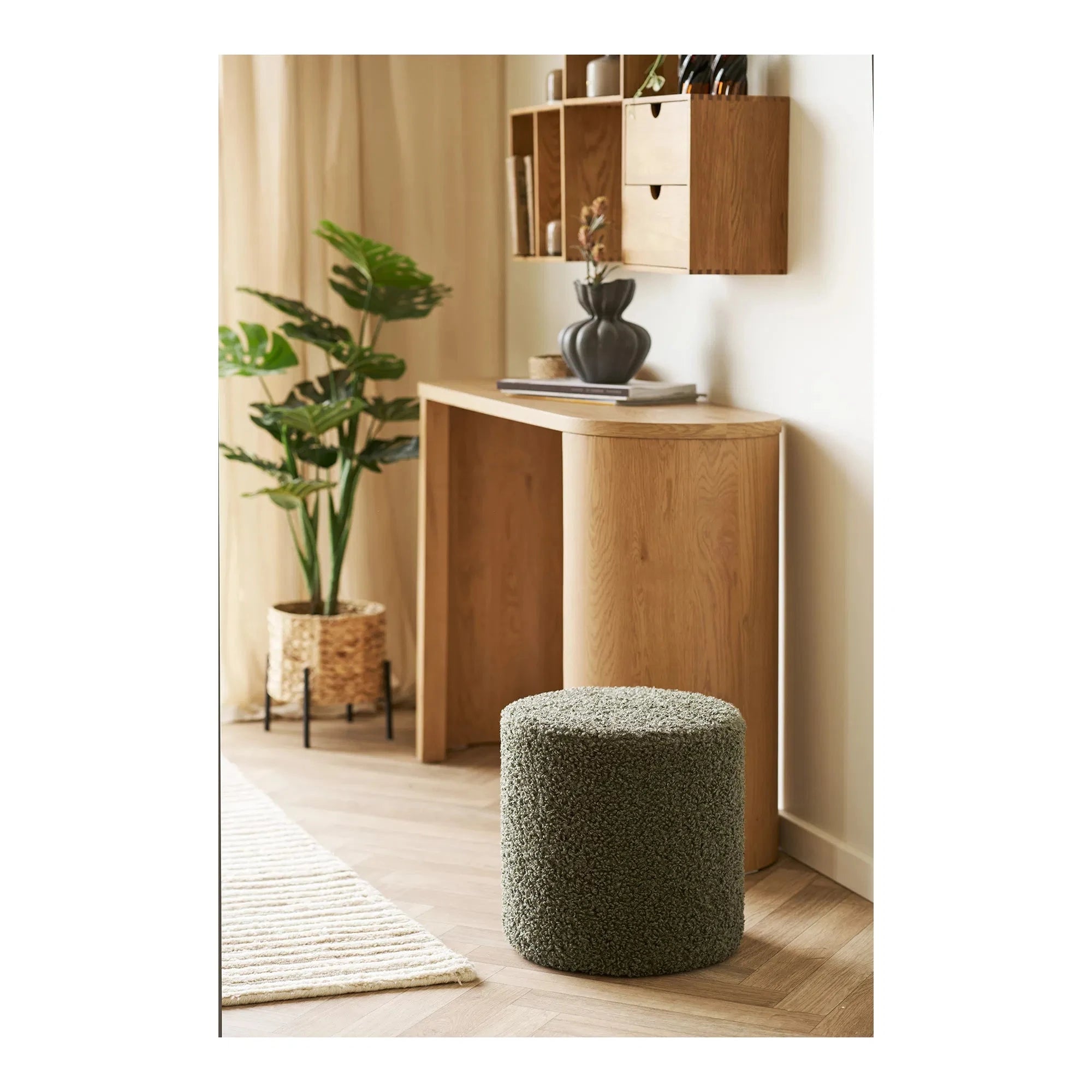HOUSE NORDIC Πουφ Πουφ Ejby - Μπουκλέ Πράσινο ø34 x H36 cm HOUSE NORDIC