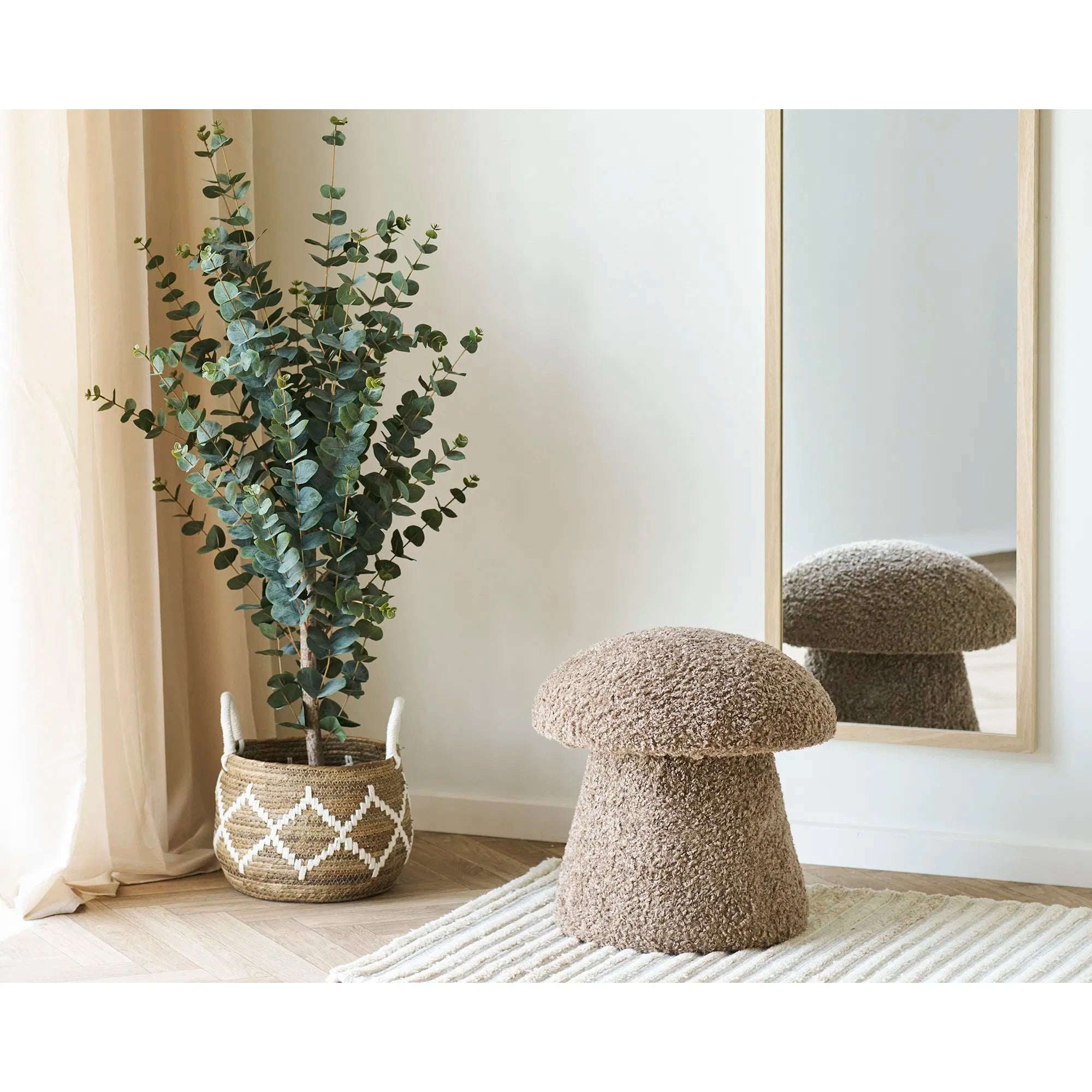 HOUSE NORDIC Πουφ Πουφ Enna - Τεχνητή Γούνα Καφέ ø45 x H45 cm HOUSE NORDIC