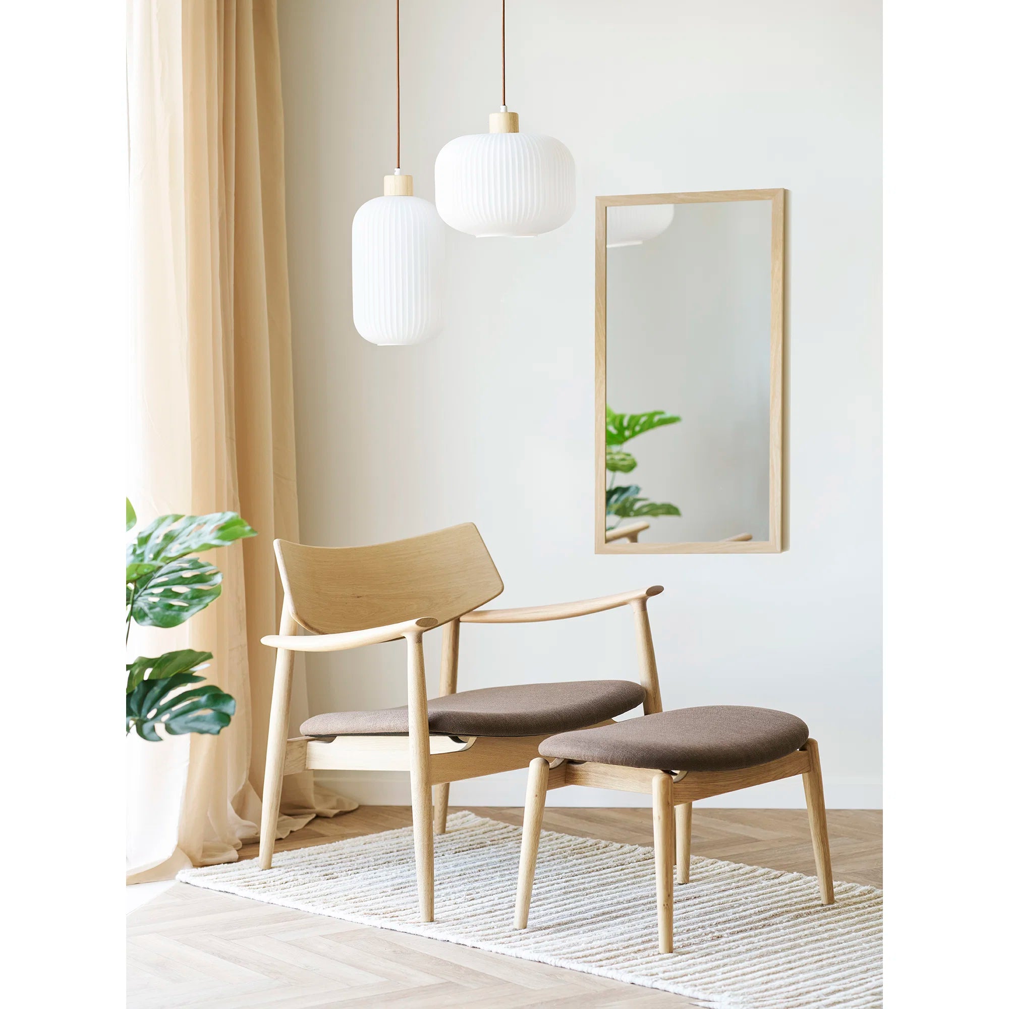 Υποπόδιο πολυθρόνας Olvera W53,5 H38 L43 cm Δρυς Φυσικό HOUSE NORDIC