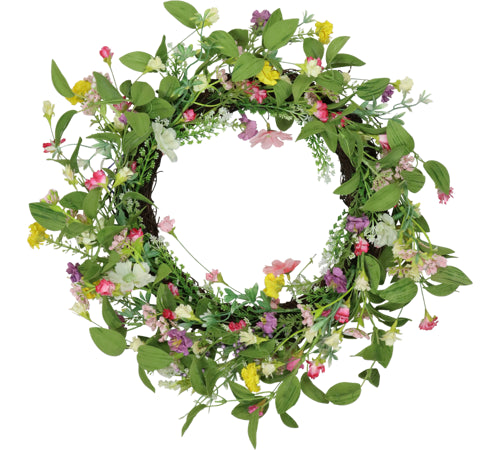Flower Wreath Composition Multi Colours Ocean Flowers D50cm PVC/Paper Hintsdeco Collection