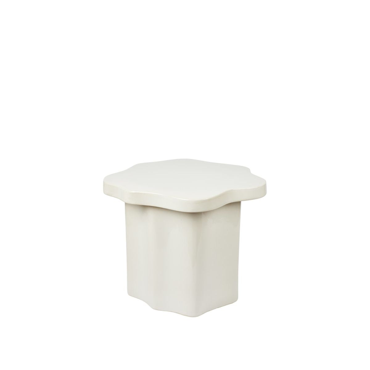 Broste Copenhagen Βοηθητικό Τραπέζι Τραπέζι Sonja - Λευκό (Off White), Γυαλιστερό κεραμικό από πέτρα, Π42,5 x Β46,5 x Υ36 εκ. BROSTE COPENHEAGEN