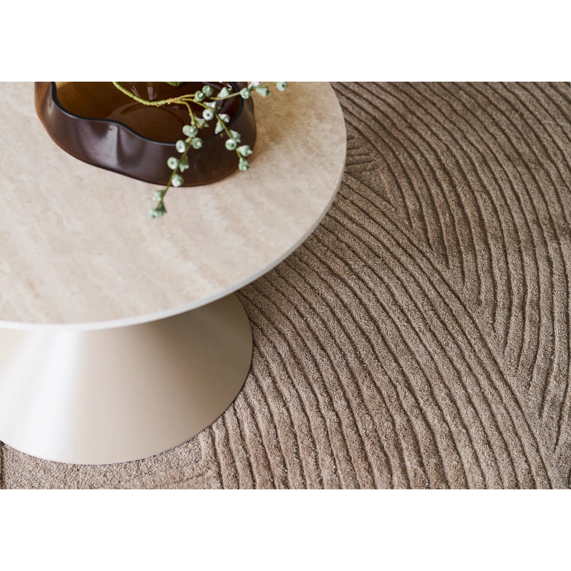 Τραπέζι Annecy - Κεραμική Επιφάνεια Βάση Χάλυβα Απόχρωση Sand Μπεζ ø70 x H41 cm HOUSE NORDIC