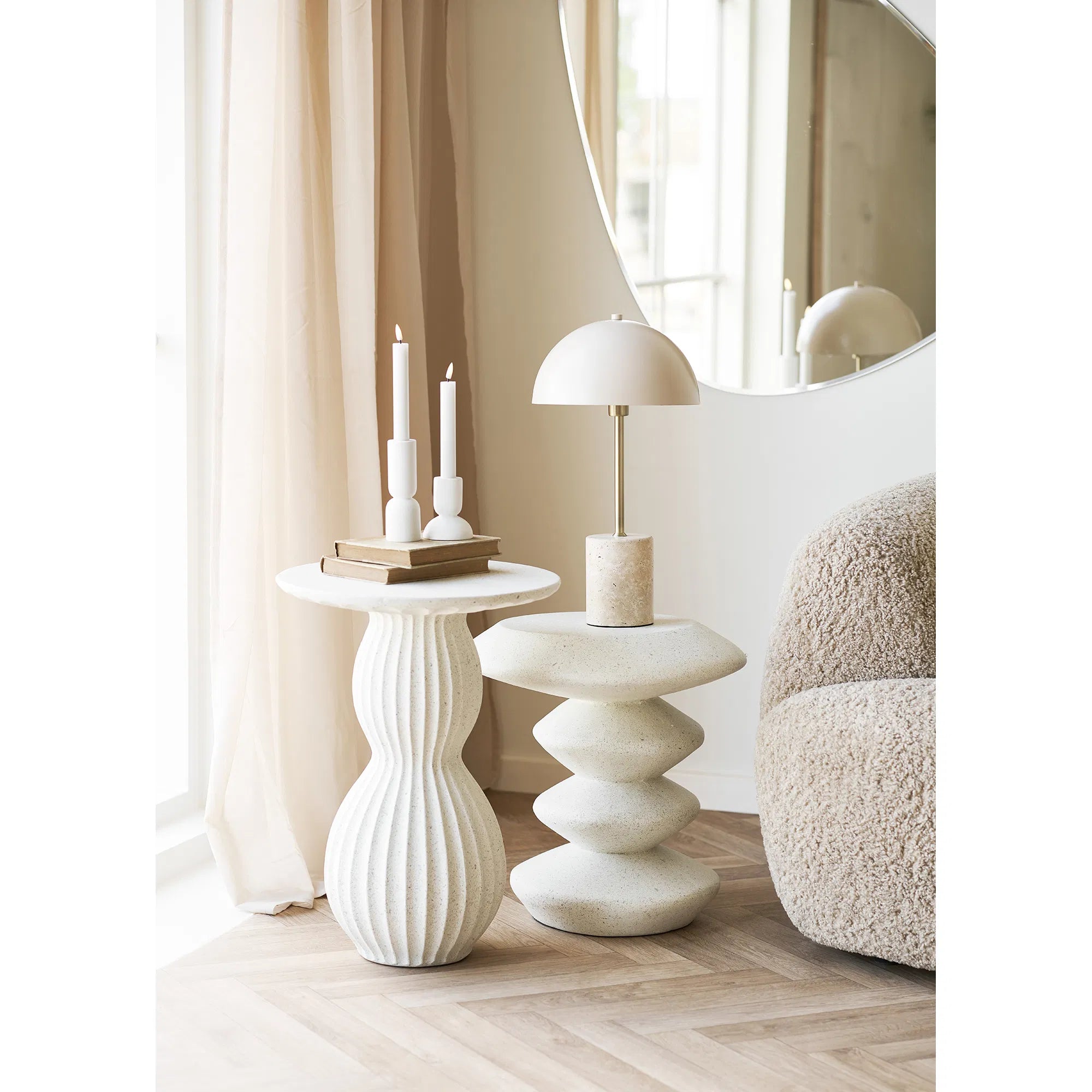 Βοηθητικό Τραπέζι Newtown - Fiberclay Λευκό Ø40 x H55 cm HOUSE NORDIC 