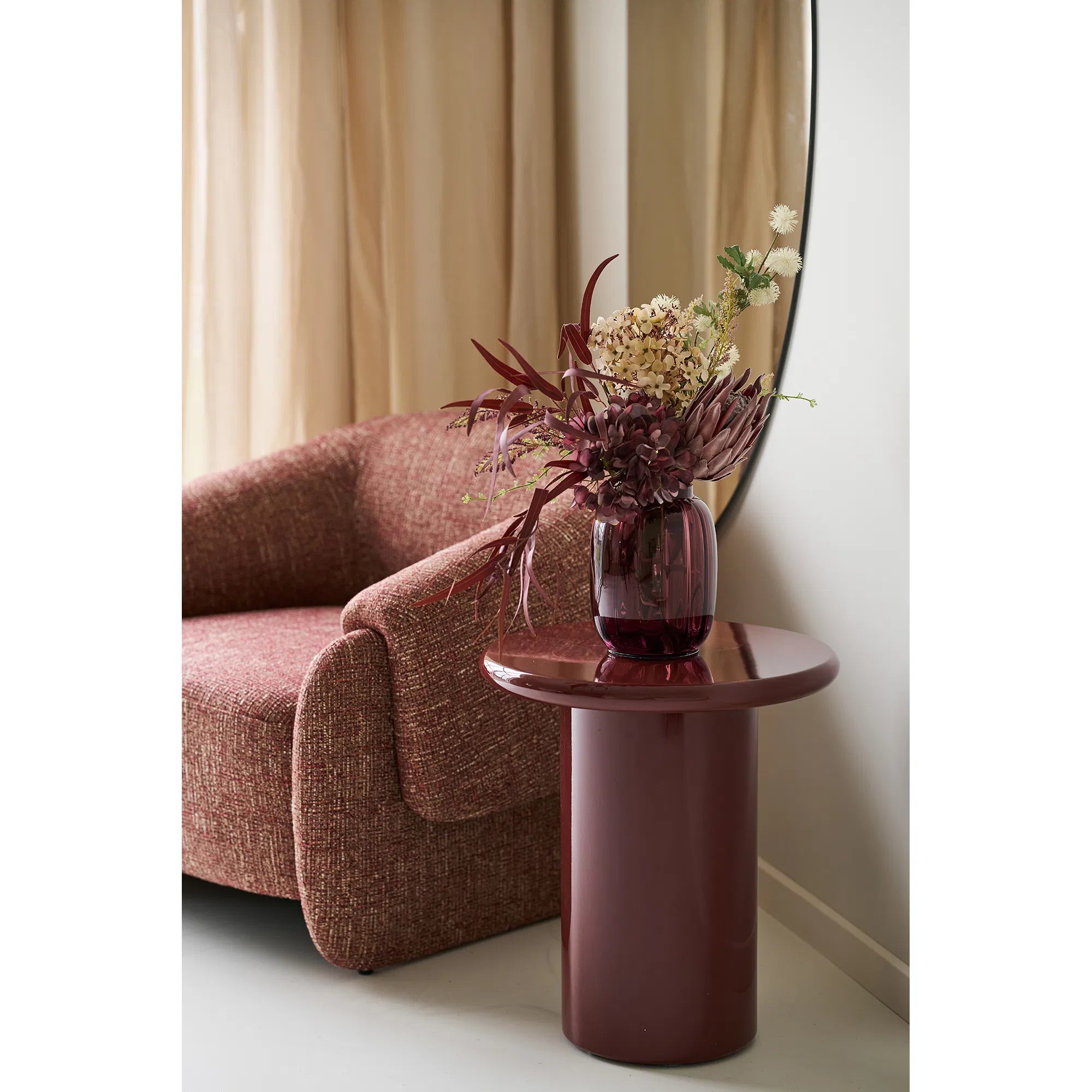 Βοηθητικό Τραπέζι Otago - MDF Σκούρο Κόκκινο ø45 x H50 cm HOUSE NORDIC 