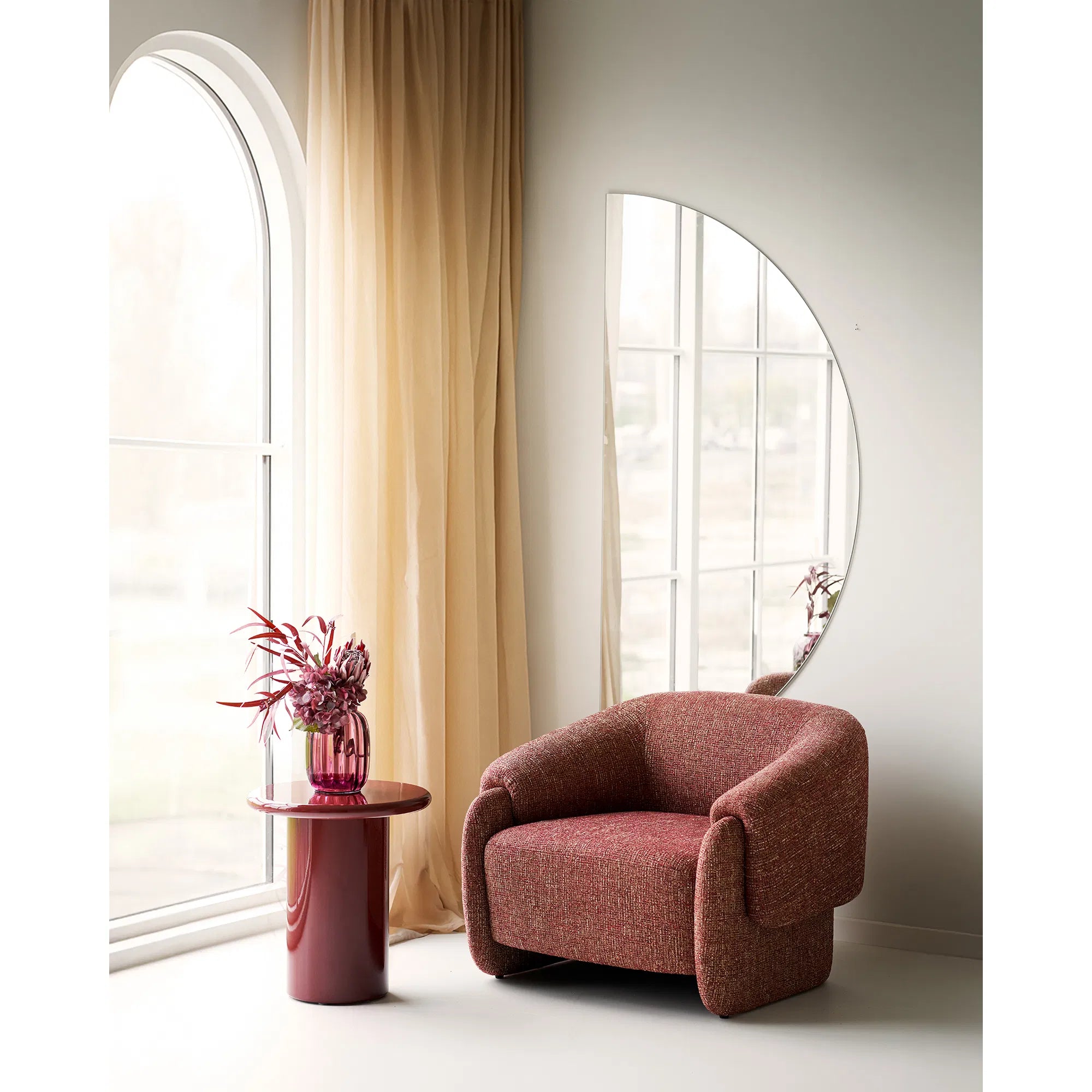 Βοηθητικό Τραπέζι Otago - MDF Σκούρο Κόκκινο ø45 x H50 cm HOUSE NORDIC 