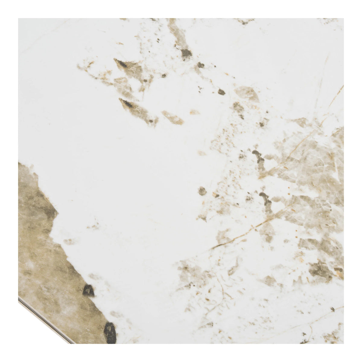 Τραπεζαρία Athens Ceramic Επιφάνεια White/Brown-Καφέ Ξύλινη Βάση / incl. 2 Extension Plates ø120x120-160-200x76 cm HOUSE NORDIC