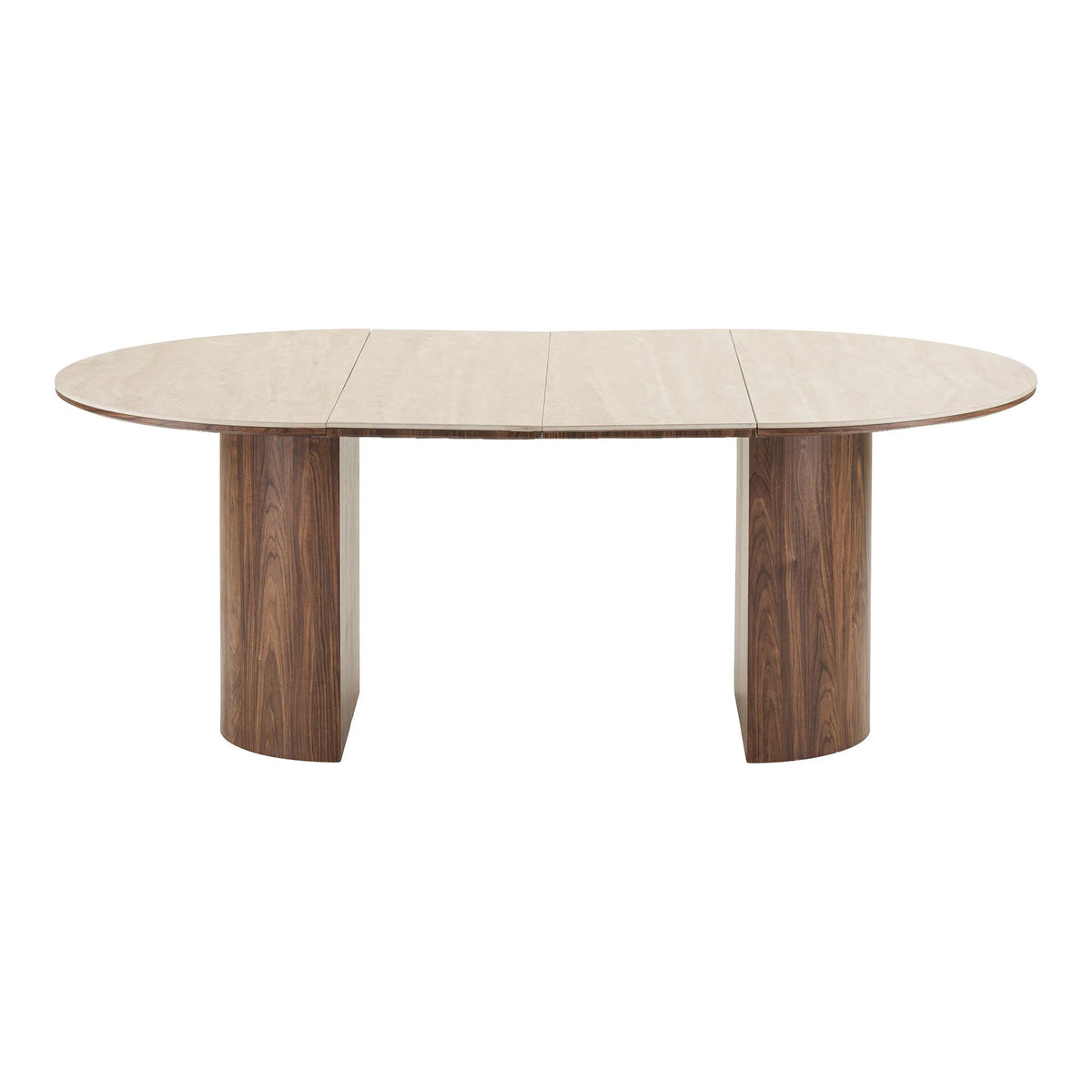 Travertine/ Legs Dark Brown incl. 2 extension plates ø120x120-160-200x76 cmHOUSE NORDIC