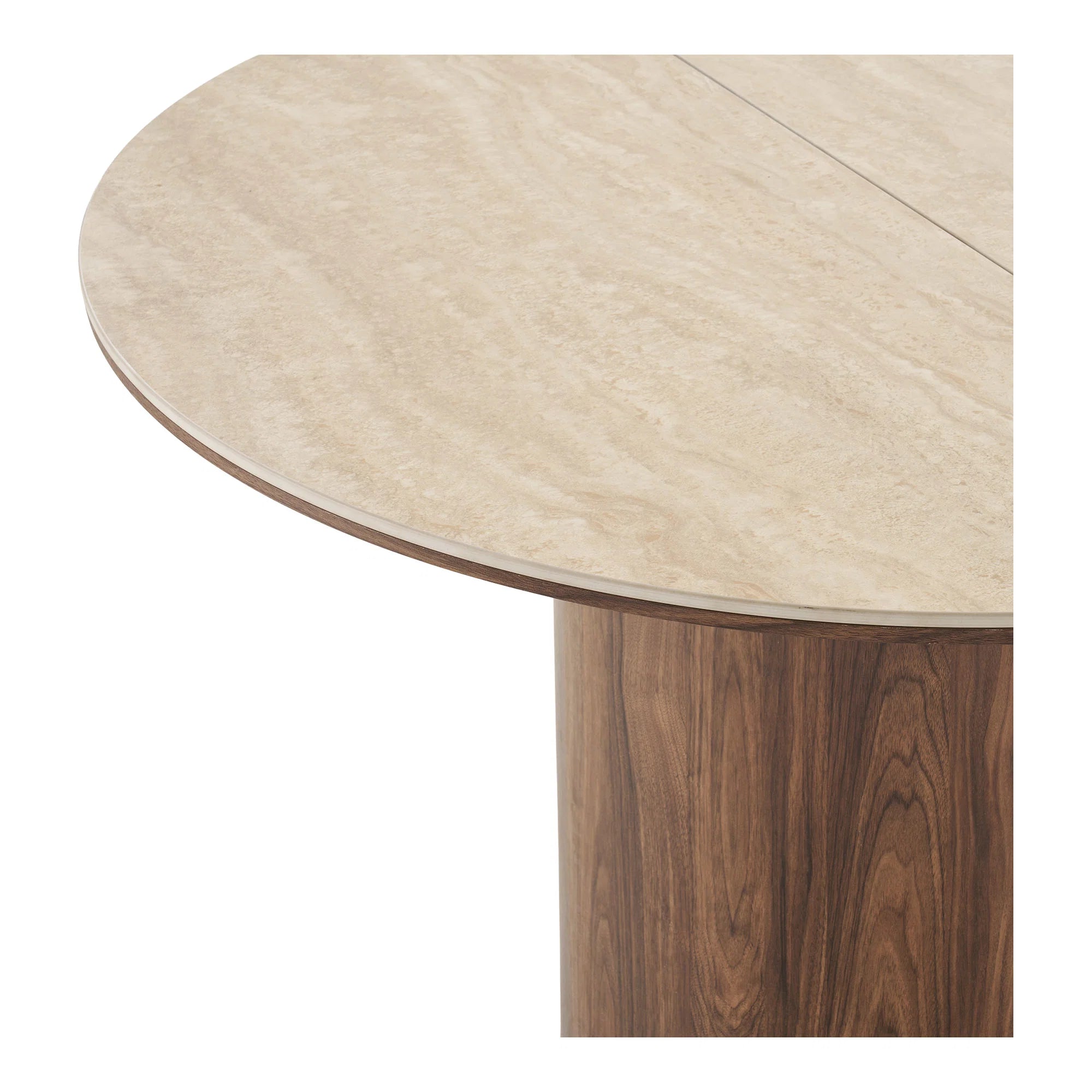 Travertine/ Legs Dark Brown incl. 2 extension plates ø120x120-160-200x76 cmHOUSE NORDIC