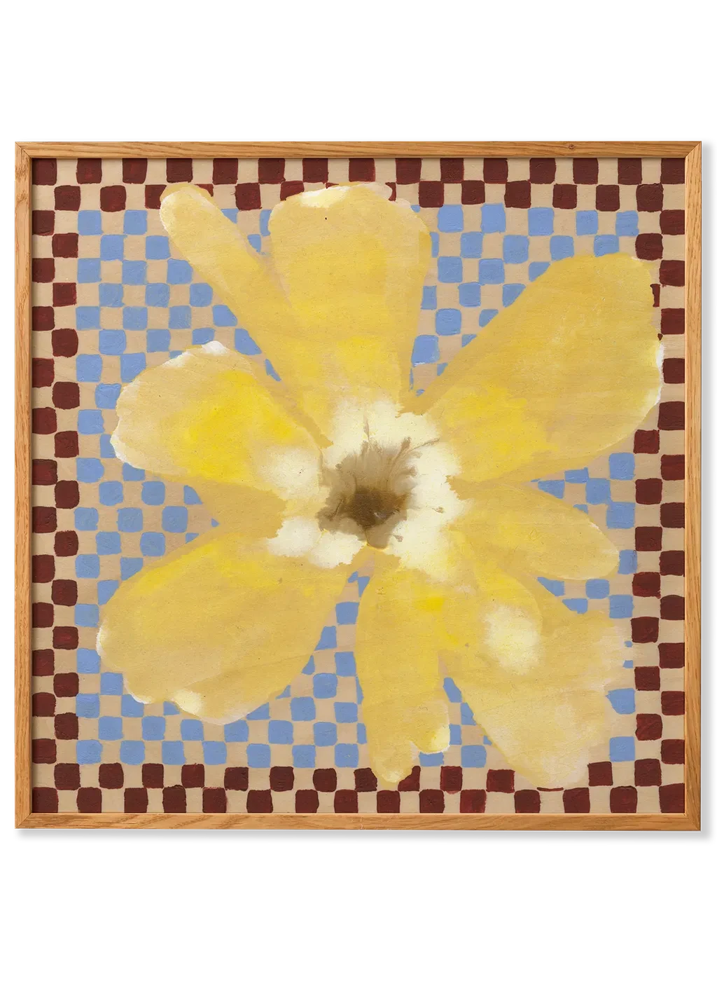 PAPER COLLECTIVE Poster Πόστερ Flower With Checks 03 - Κίτρινο Μπλε Σκούρο Καφέ 50 x 50 PAPER COLLECTIVE