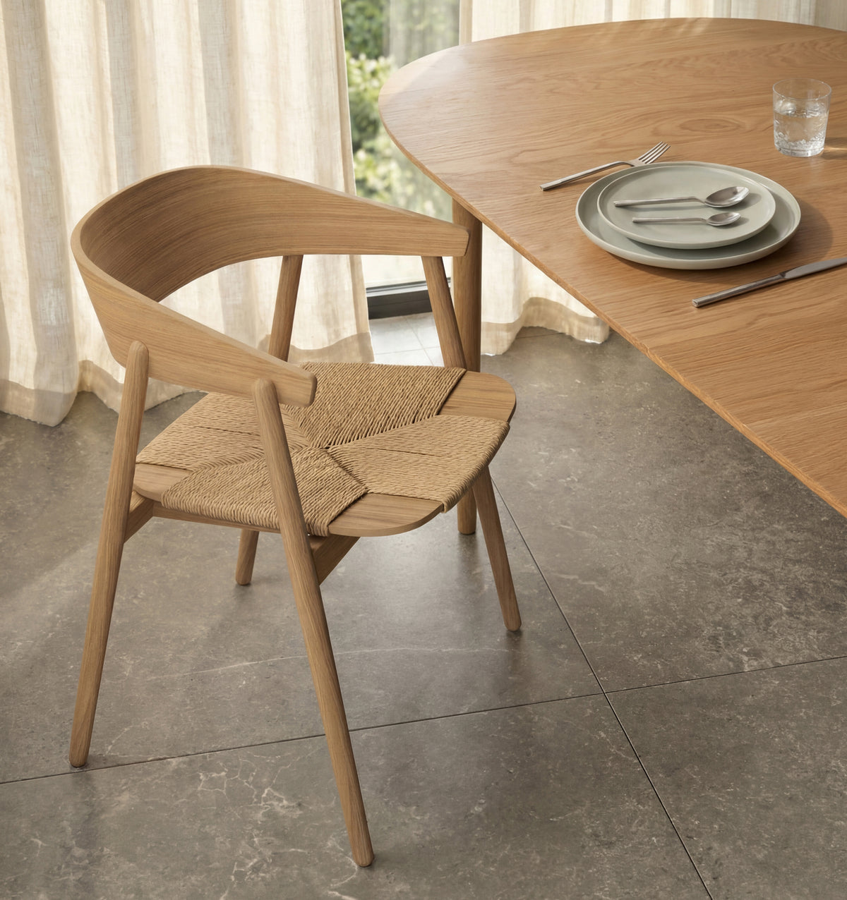 Καρέκλα AC2 Chair-Oak Matt Lacq- Weave Seat - H74xW58xD53xS46cm ANDERSEN FURNITURE
