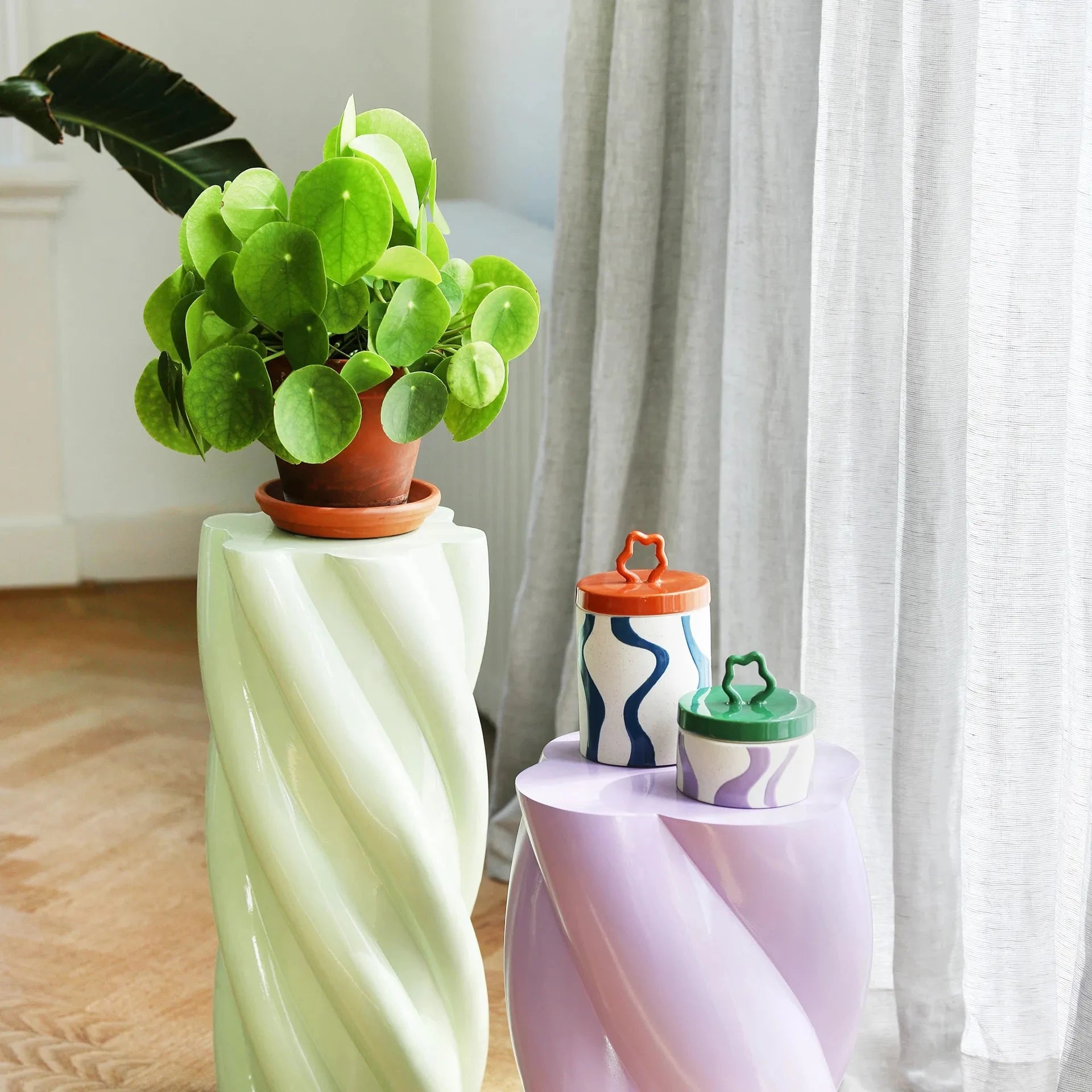Home - &k Amsterdam Διακοσμητικά Σπιτιού Βοηθητικό τραπέζι Pillar Marshmallow Λιλά Fiber Glass 40 x 29 cm Home - &k Amsterdam