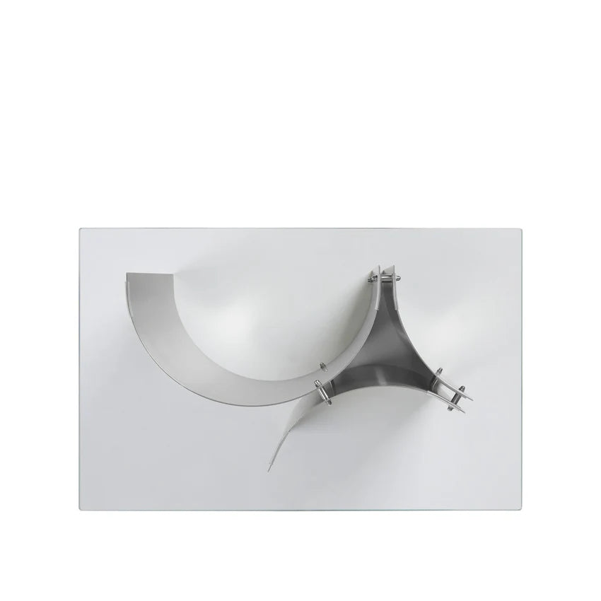 Βοηθητικό Τραπέζι Curated Sideboard Βουρτσισμένο Ανοξείδωτο Ατσάλι / Ενισχυμένο Γυαλί W32 x D50 x H36cm Kristina Dam Studio