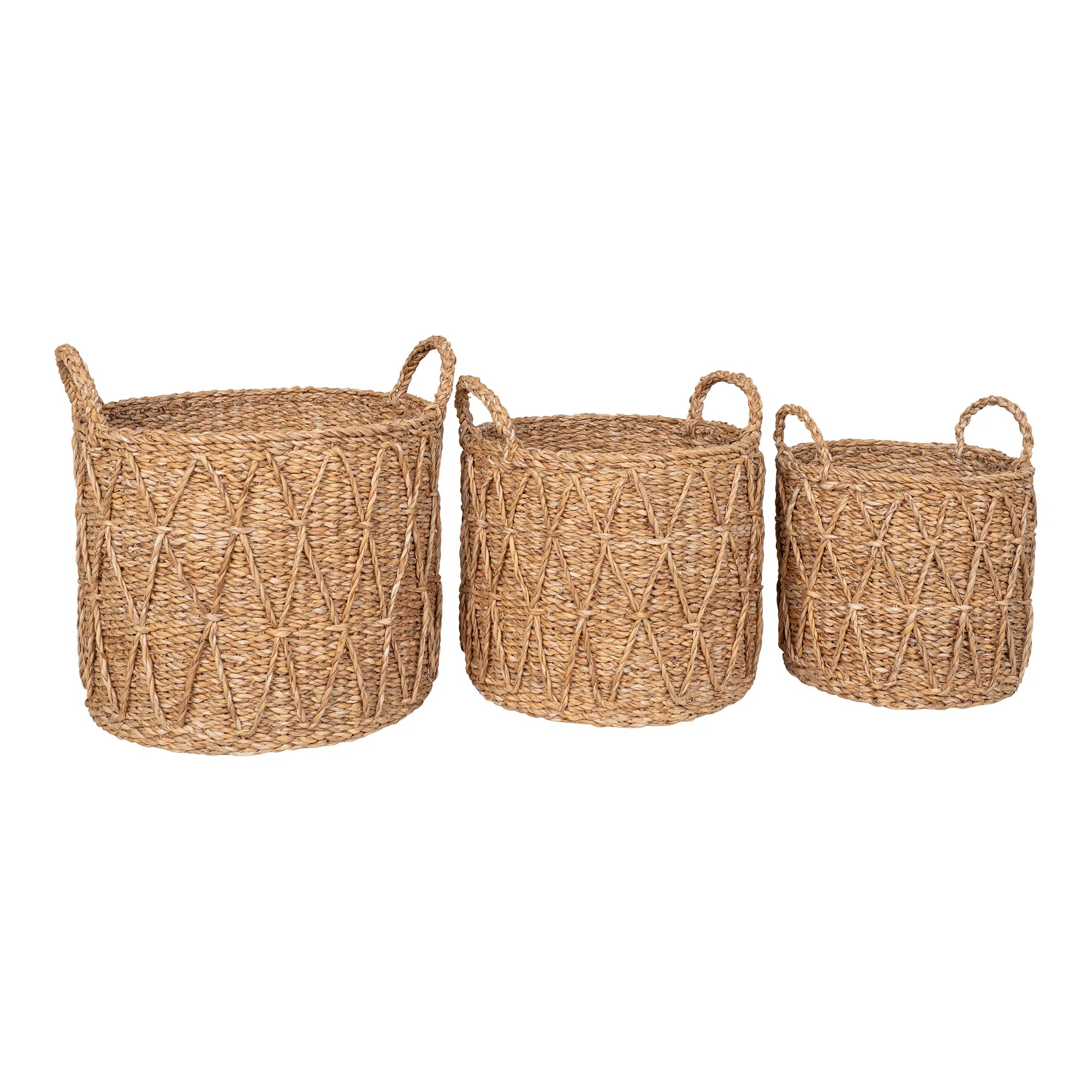 i Set Of 3 Seagrass Natural Ø28x25cm/ Ø32x27cm / Ø36x30cm House Nordic