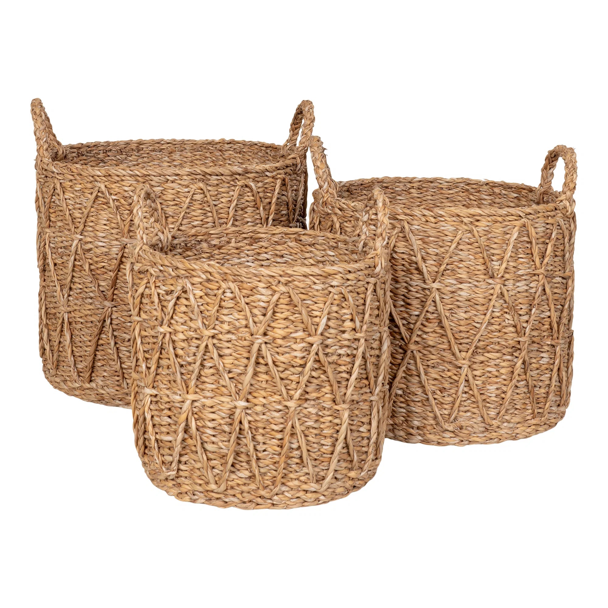 i Set Of 3 Seagrass Natural Ø28x25cm/ Ø32x27cm / Ø36x30cm House Nordic