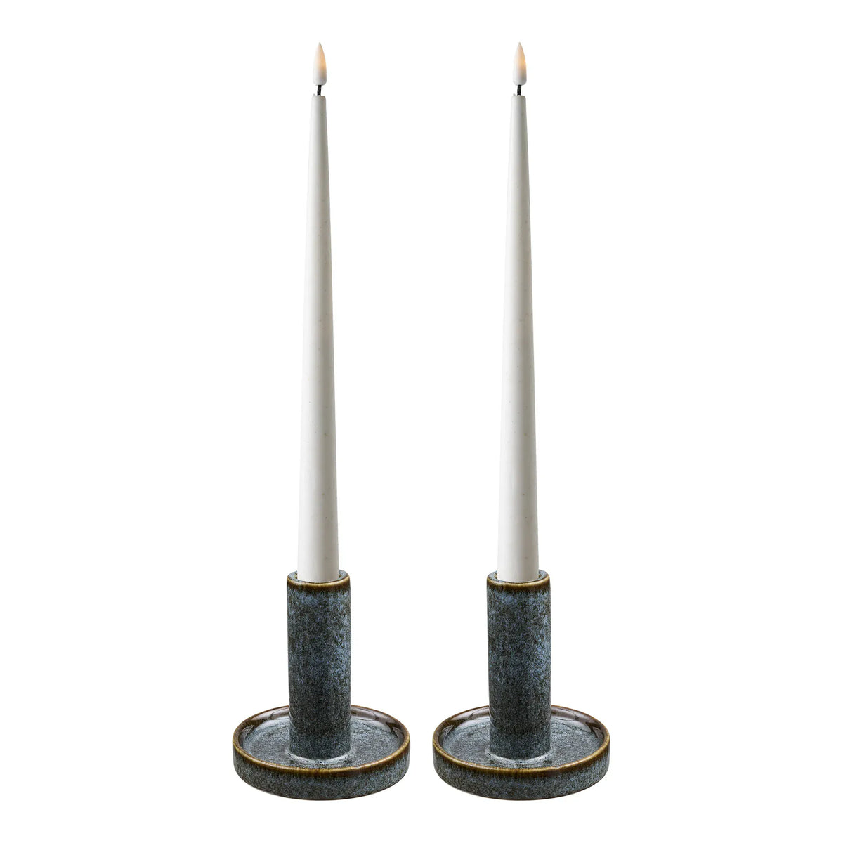 Κηροπήγια Candle Holders - Κεραμικά Μπλε Σετ Των 2 τμχ Ø9.5 x H11 cm HOUSE NORDIC