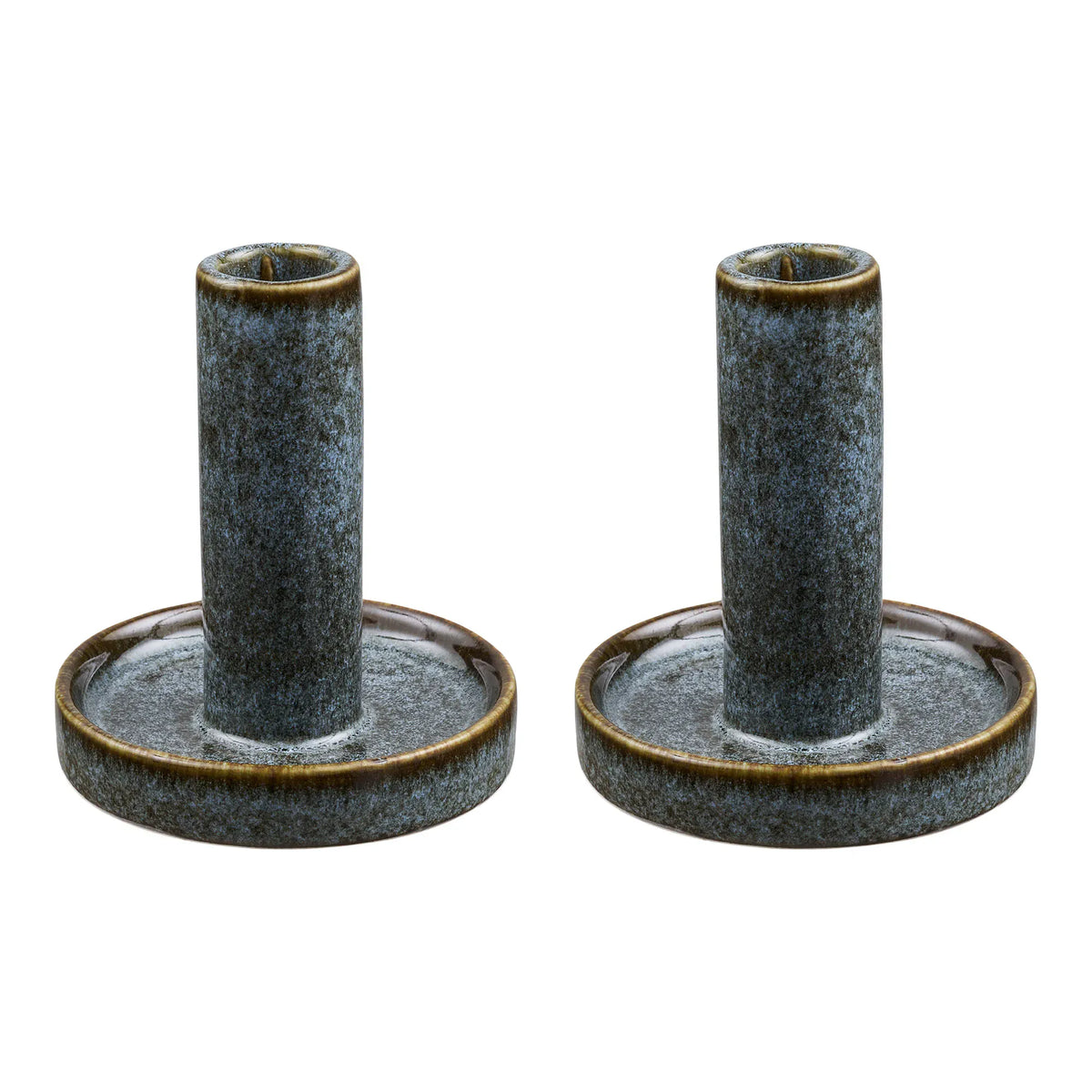 Κηροπήγια Candle Holders - Κεραμικά Μπλε Σετ Των 2 τμχ Ø9.5 x H11 cm HOUSE NORDIC