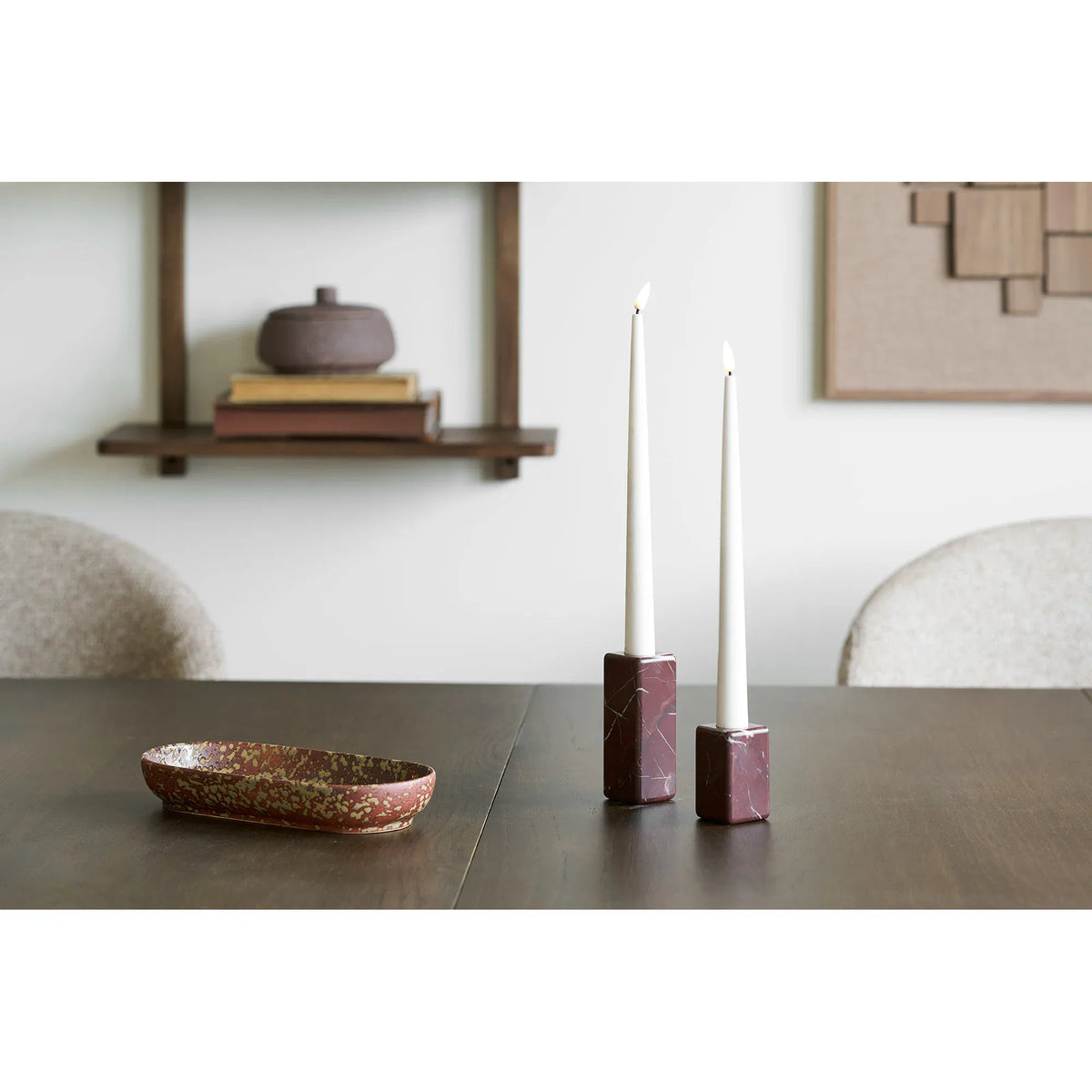 Κηροπήγια Candle Holders - Μάρμαρο Κόκκινα Σετ Των 2 τμχ W4 x L4 x H6.5/11 cm HOUSE NORDIC
