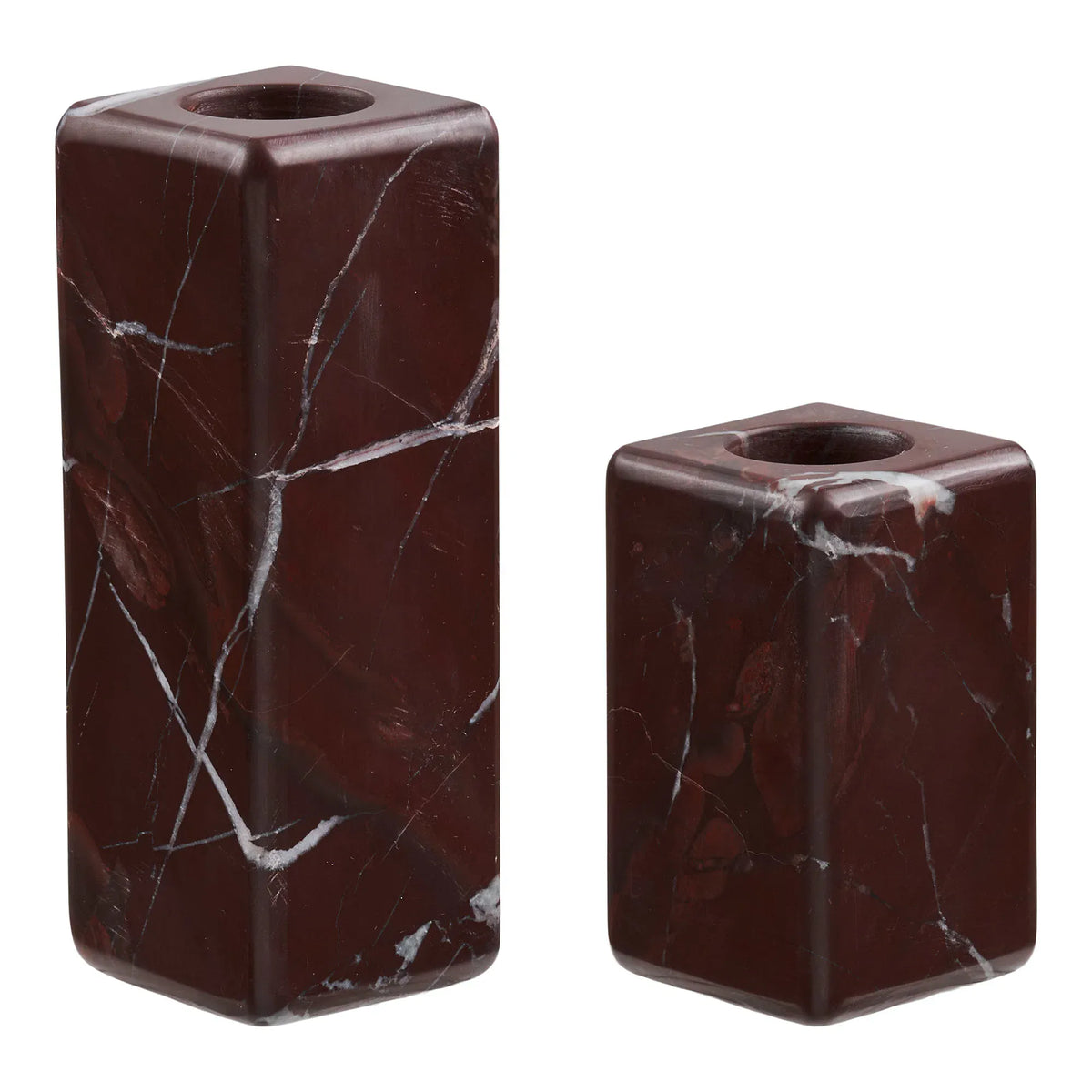 Κηροπήγια Candle Holders - Μάρμαρο Κόκκινα Σετ Των 2 τμχ W4 x L4 x H6.5/11 cm HOUSE NORDIC