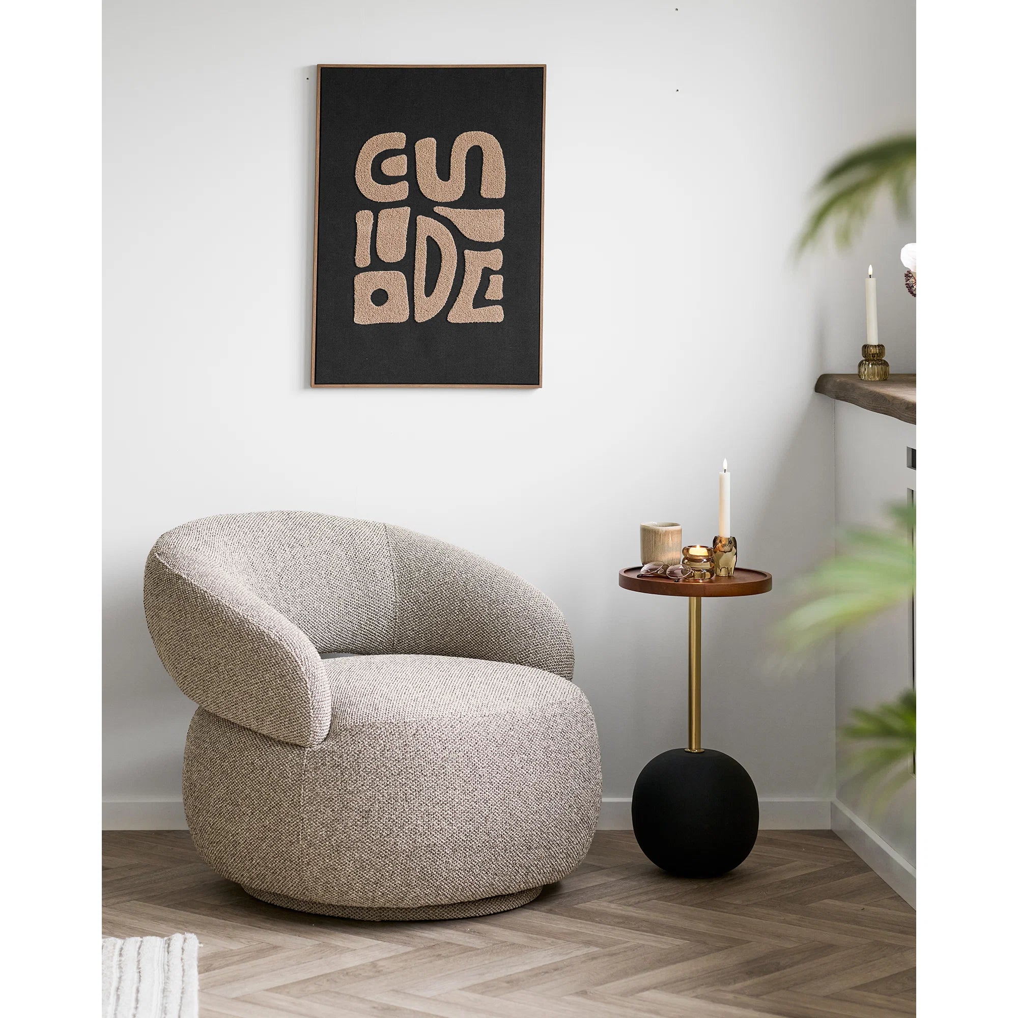 νης Tine Tufted / Ξύλινο Πλαίσιο Μπεζ / Μαύρο W50  x H70cm HOUSE NORDIC