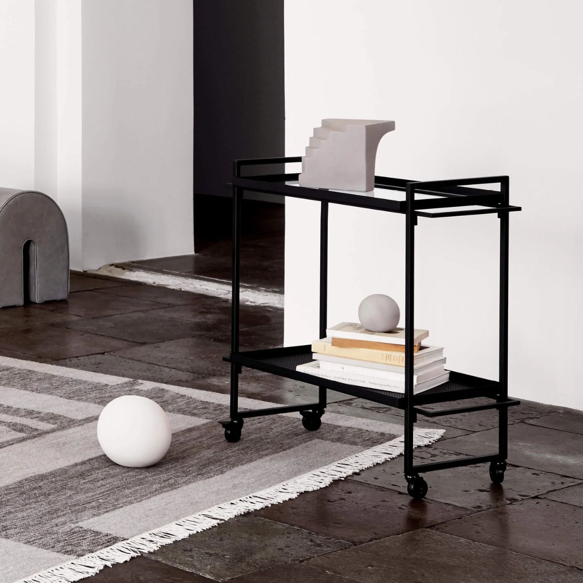 KRISTINA DAM studio trolley Τρόλεϊ Bauhaus Μαύρο 35x72x77cm