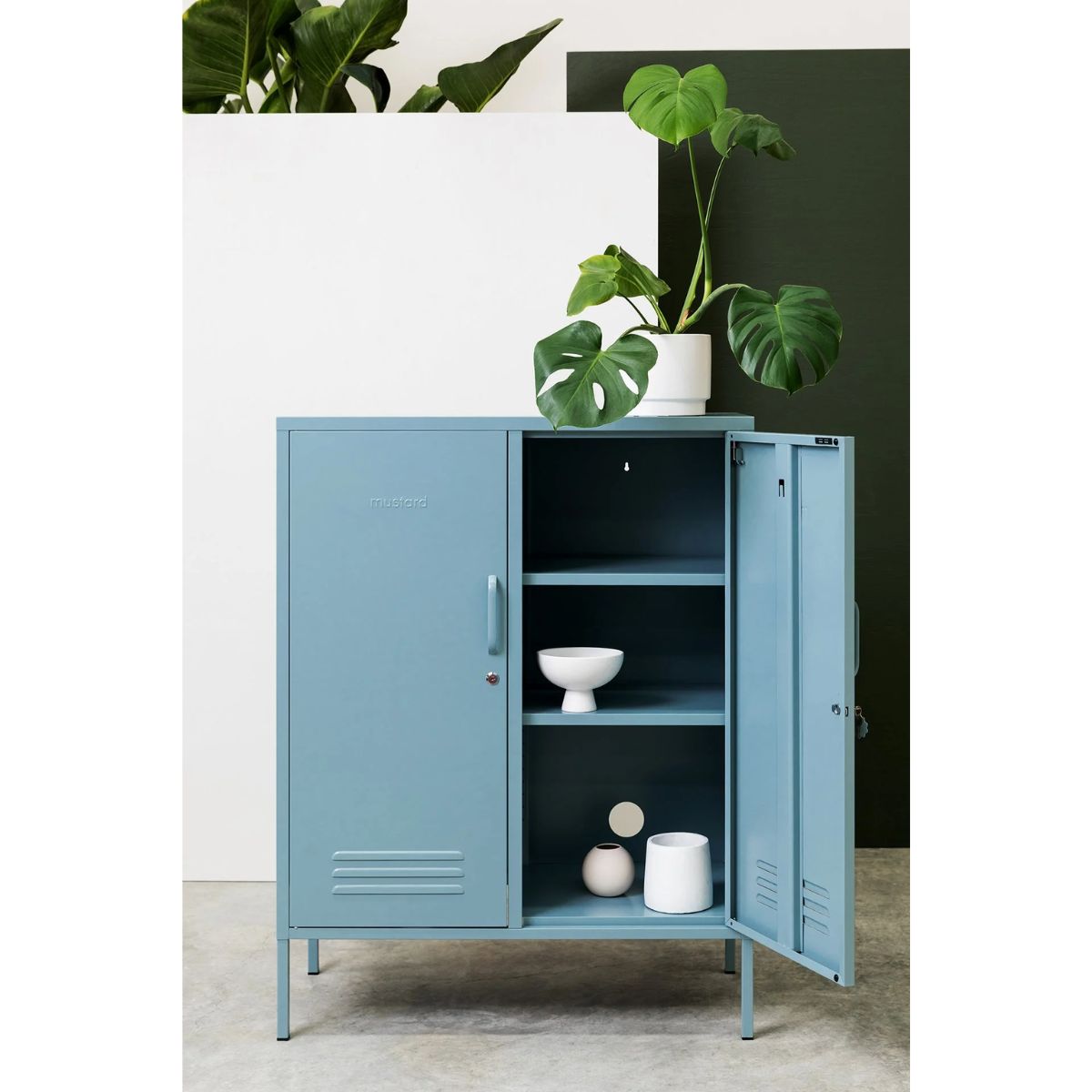 Mustard Ντουλάπι Μεταλλικό ντουλάπι Locker The Midi in Ocean Blue Χάλυβα H111xW85xD40cm Mustard