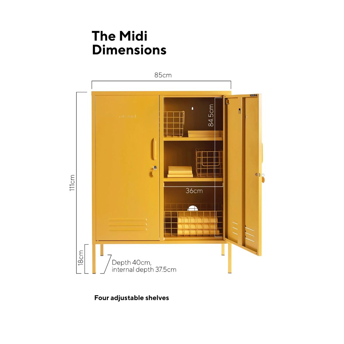 Mustard Ντουλάπι Μεταλλικό ντουλάπι Locker The Midi in Mustard Χάλυβα H111xW85xD40cm Mustard