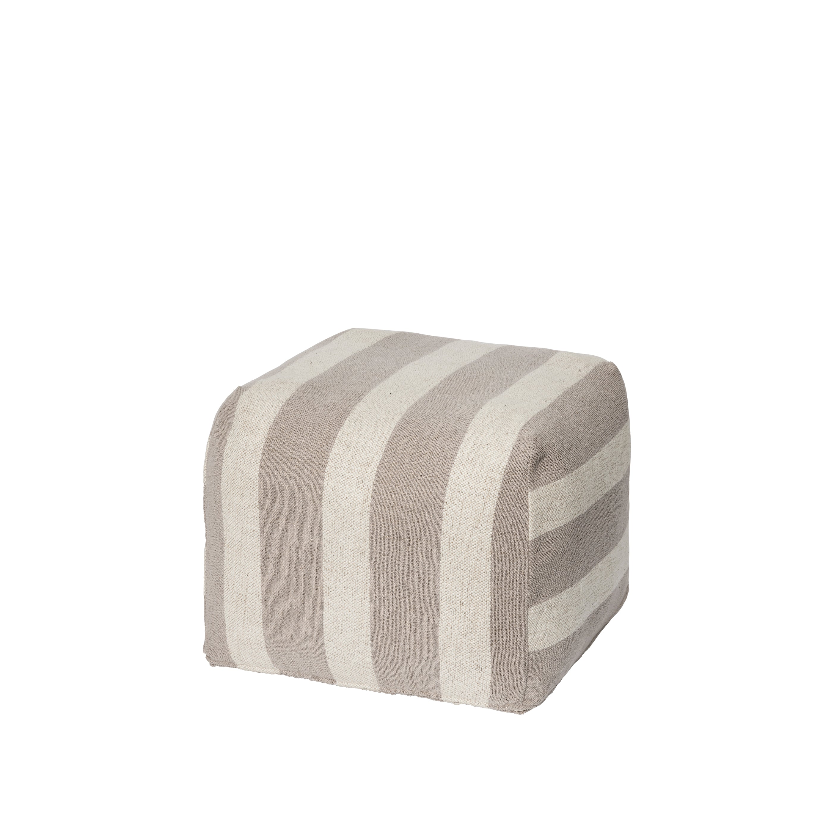 Πουφ Sigrid Ριγέ Μπεζ/ Off White  75% Βαμβάκι/ 25% Λινό W50 x D50 x H38cm Broste Copenhagen