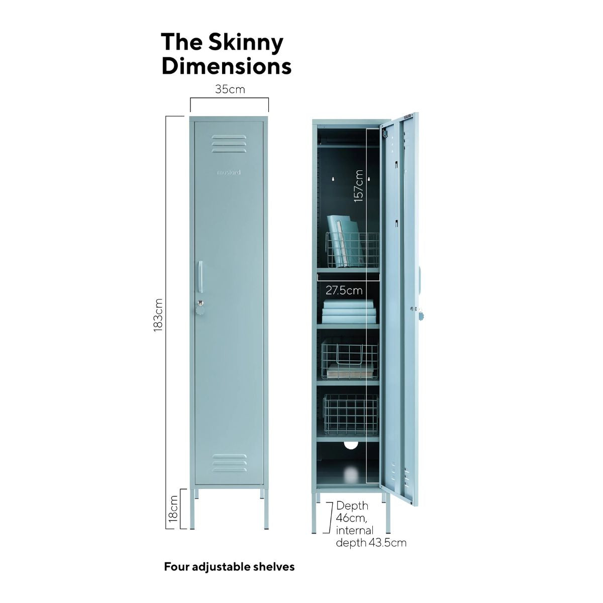 Mustard Ντουλάπι Μεταλλικό ντουλάπι Locker Skinny in Ocean χάλυβα H183xW35xD46cm Mustard