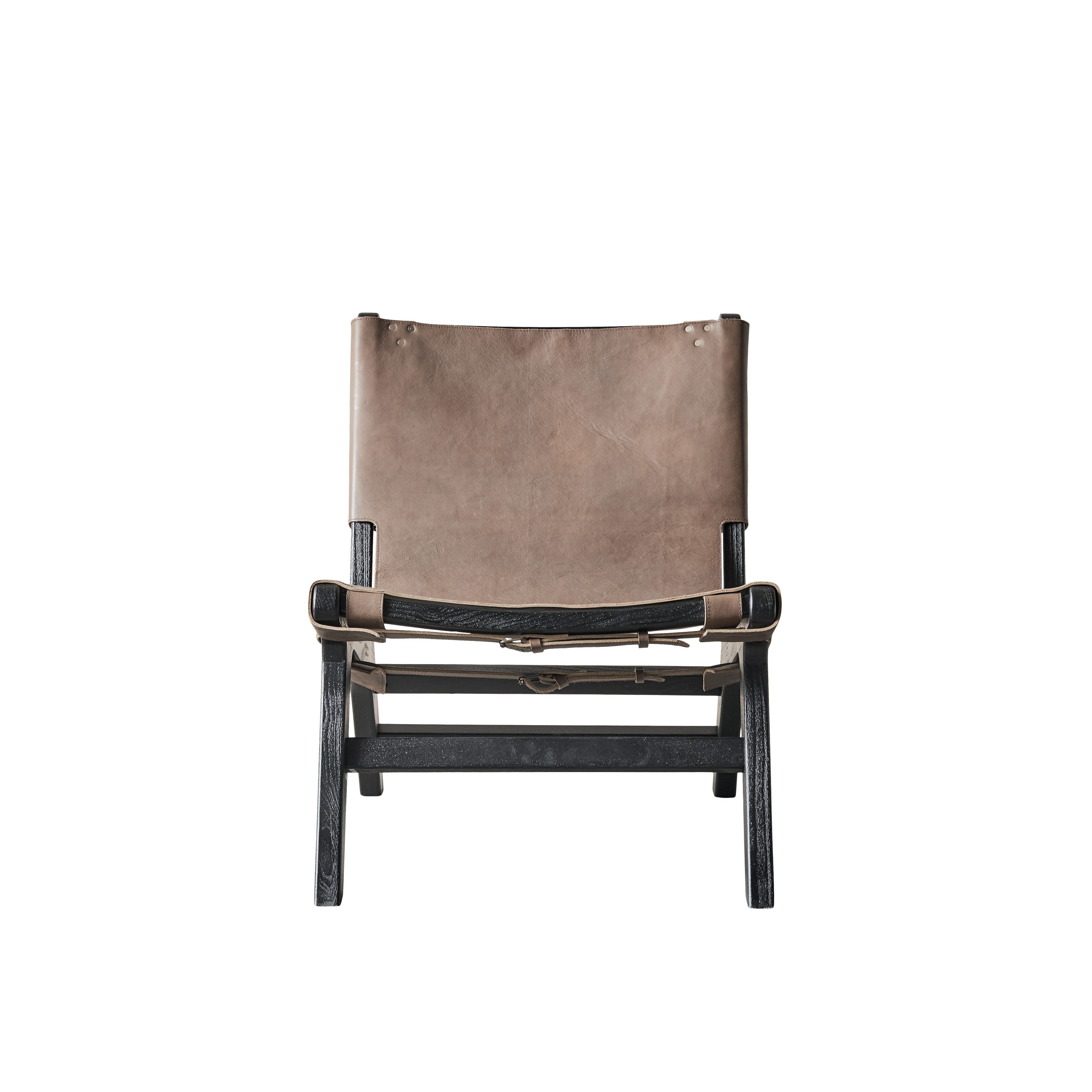 MUUBS Καρέκλα Πολυθρόνα Philosophy Ξύλο/Δέρμα Μαύρο/Καφέ H:77xB:61xD:52 cm MUUBS