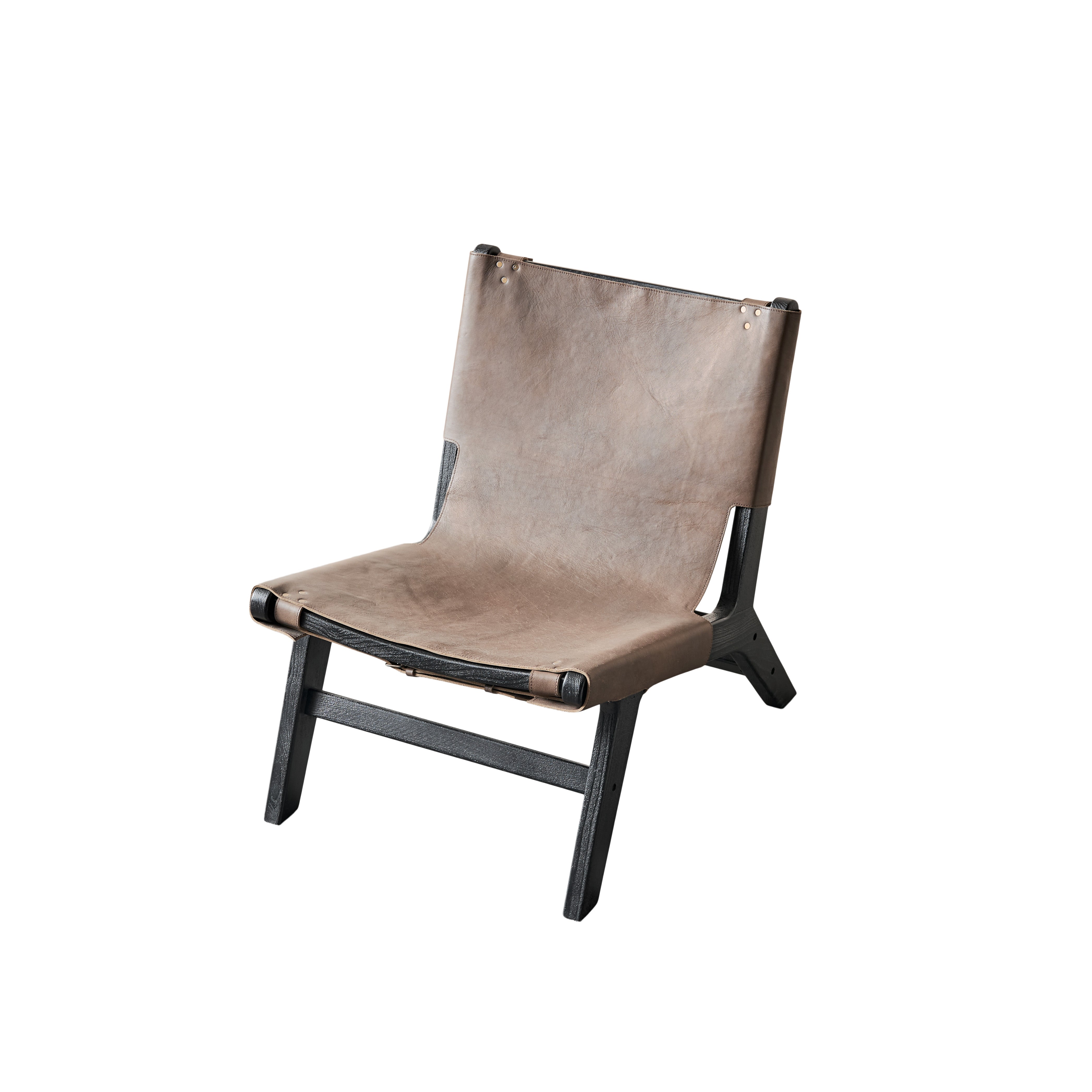 MUUBS Καρέκλα Πολυθρόνα Philosophy Ξύλο/Δέρμα Μαύρο/Καφέ H:77xB:61xD:52 cm MUUBS