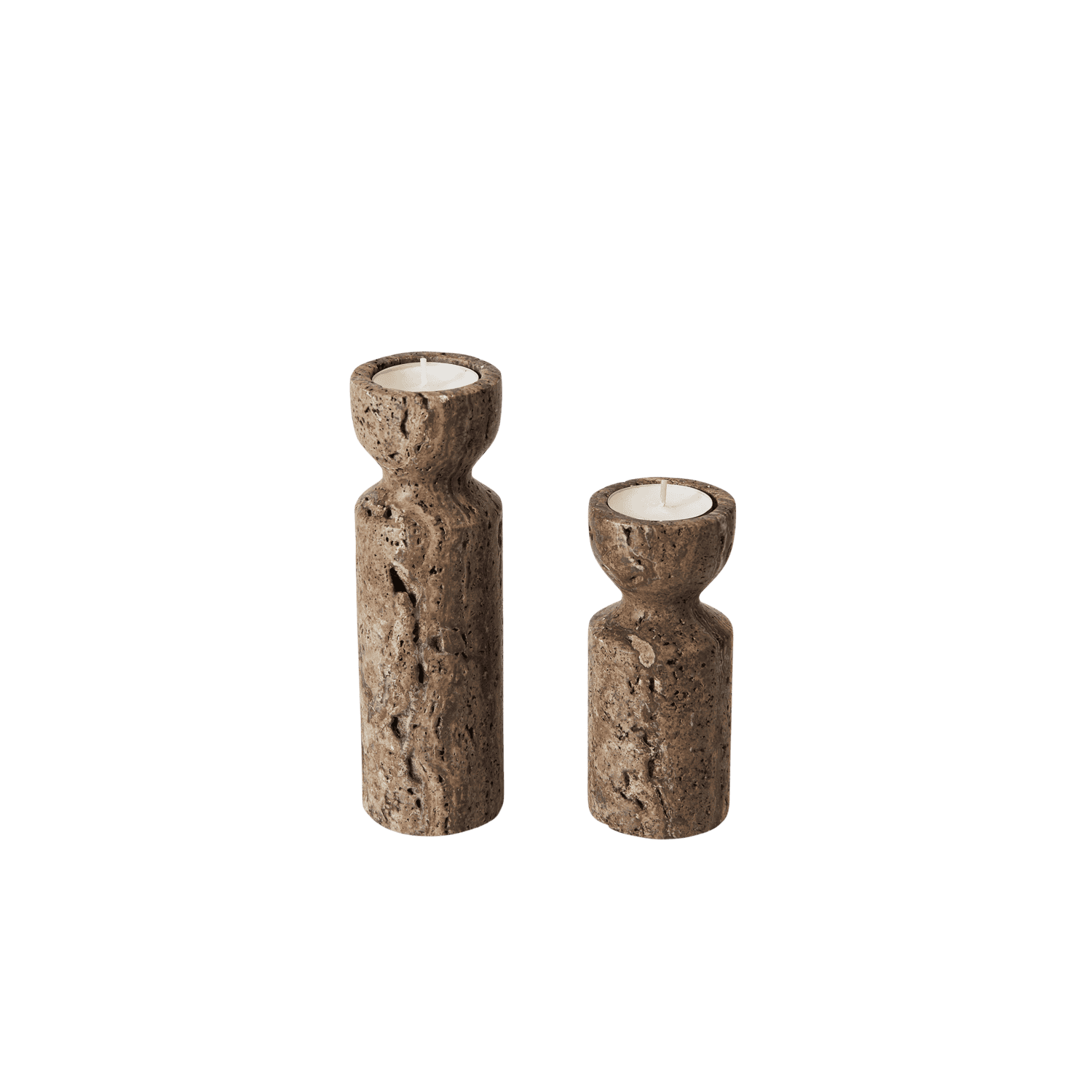 erva Σετ 2 Τεμ Καφέ Titanium  Travertine - Ø5,5xH12,5/17,5 cm MUUBS