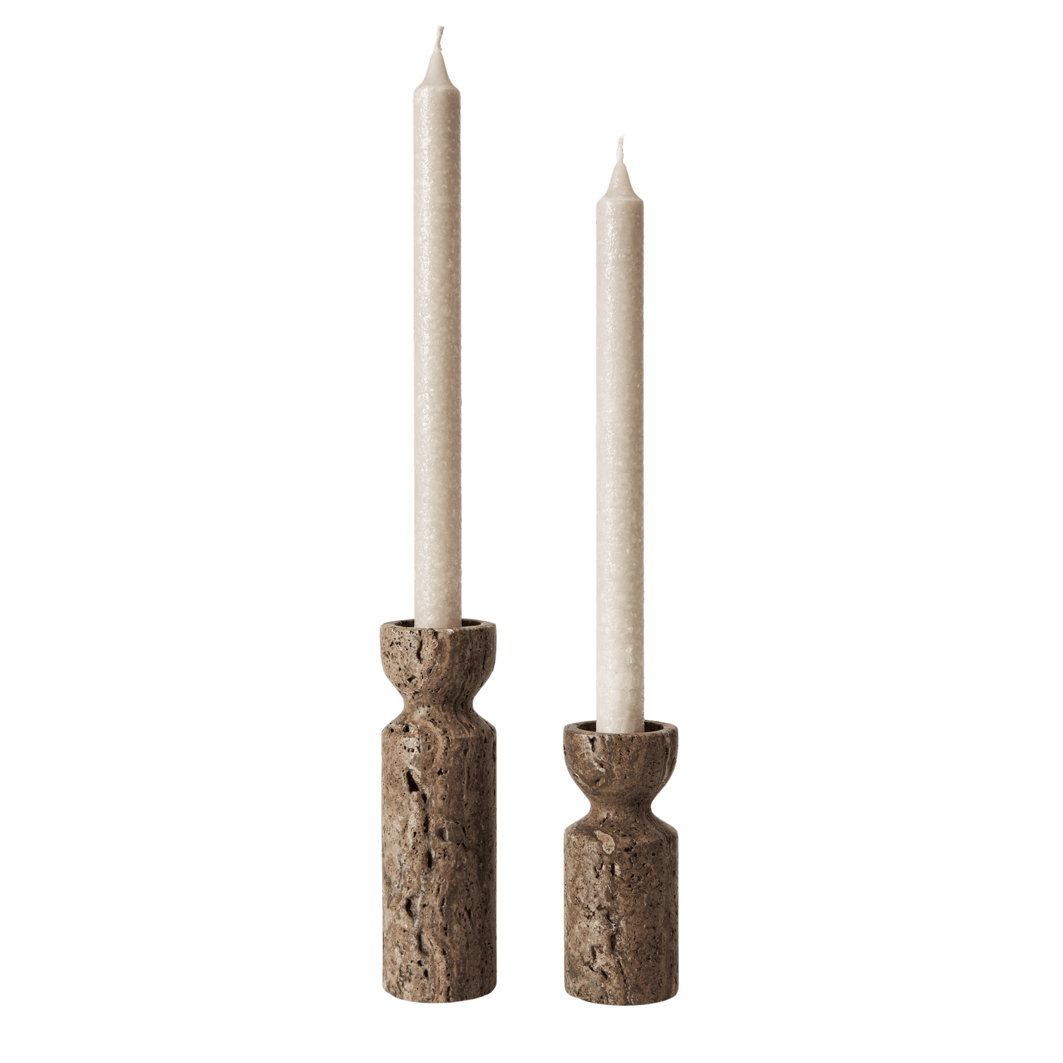 erva Σετ 2 Τεμ Καφέ Titanium  Travertine - Ø5,5xH12,5/17,5 cm MUUBS